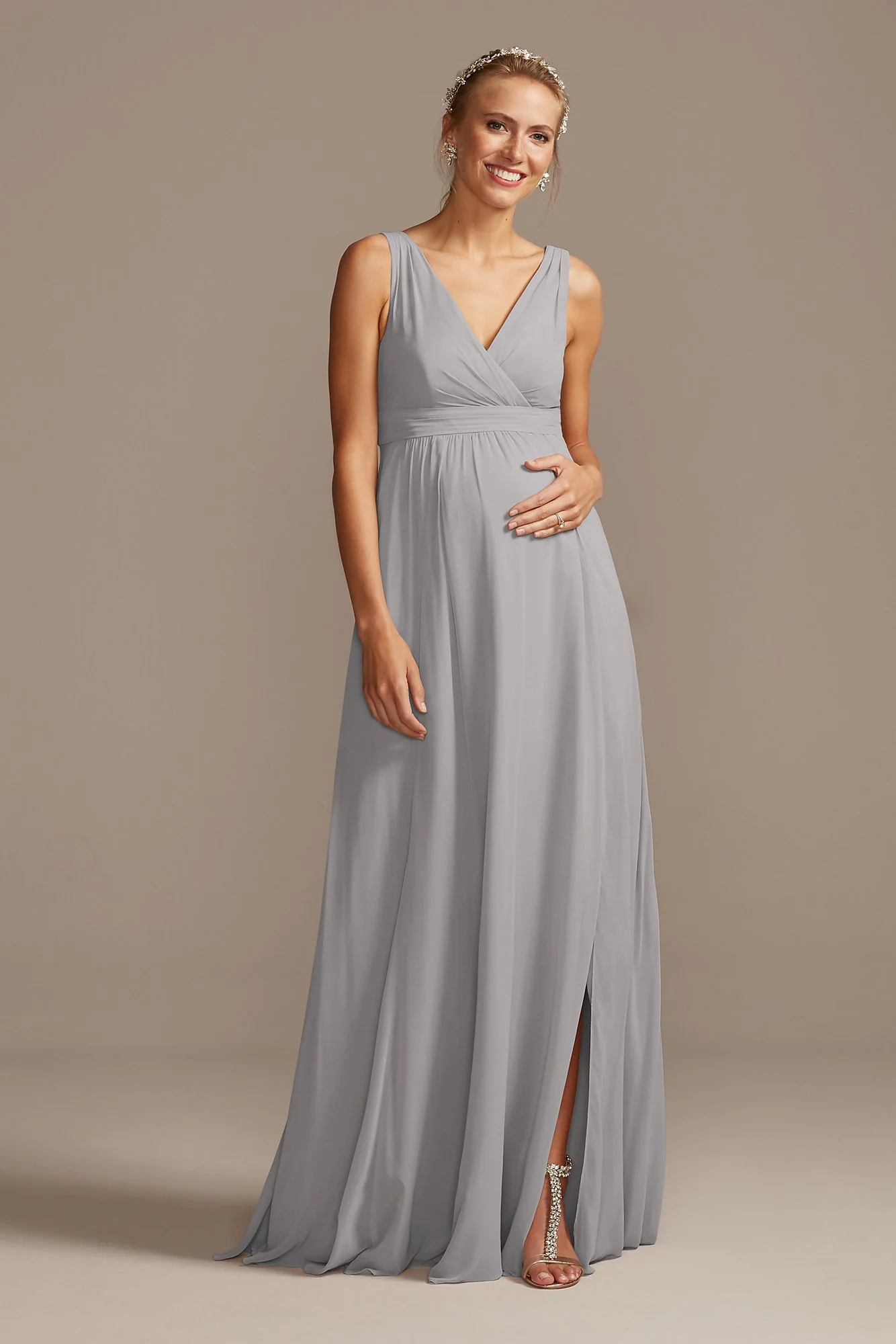 Pleated Tank Chiffon Maternity Dress - Image 72