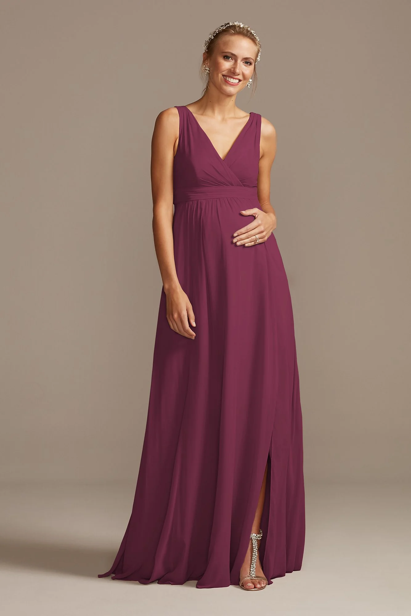 Pleated Tank Chiffon Maternity Dress - Image 73