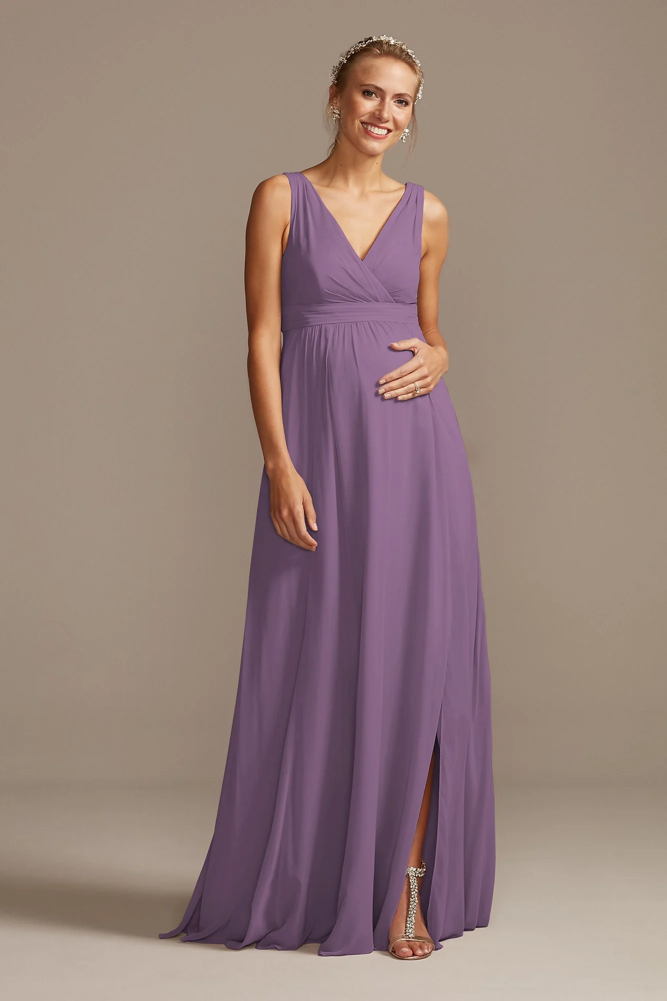 Pleated Tank Chiffon Maternity Dress - Image 74