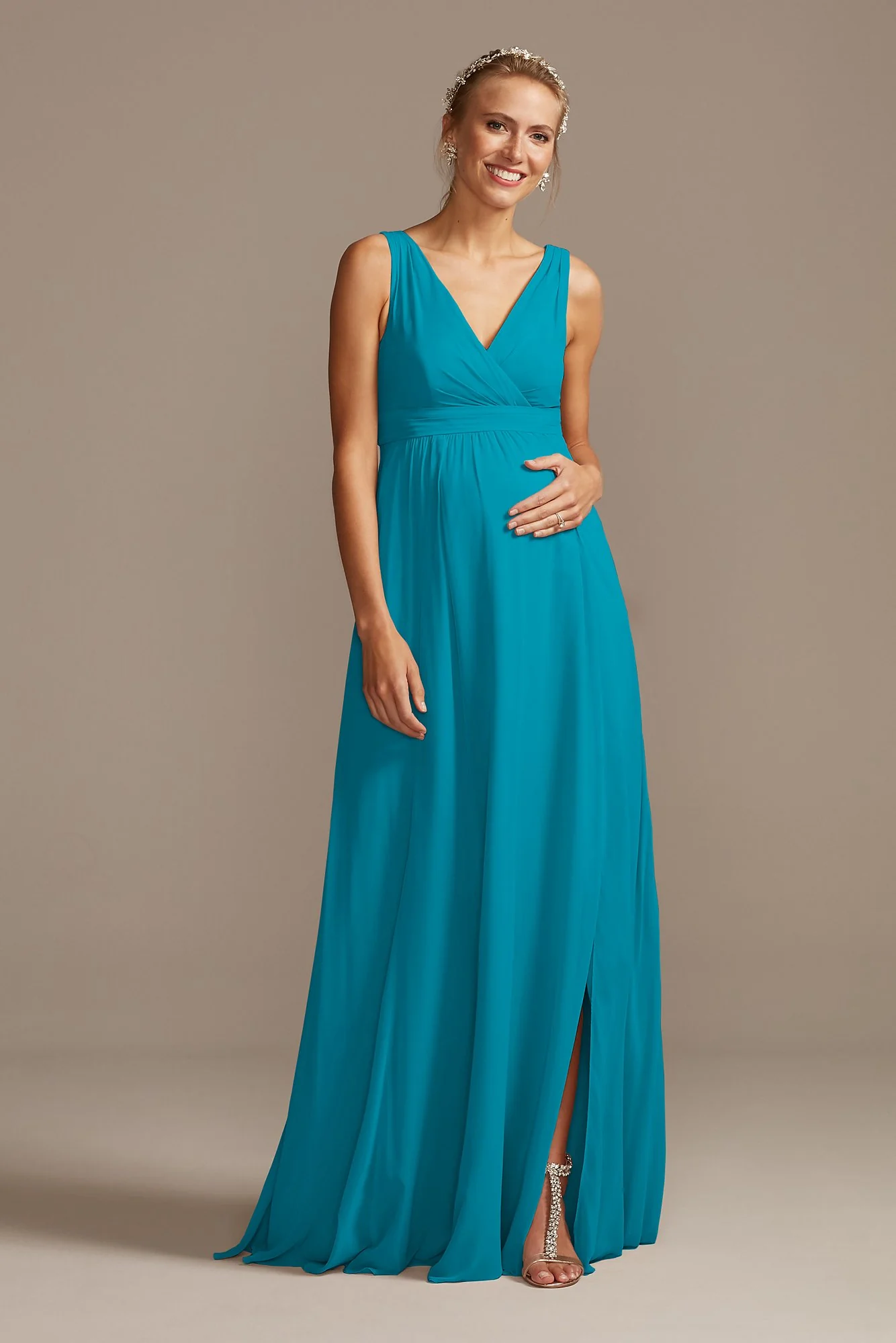 Pleated Tank Chiffon Maternity Dress - Image 76