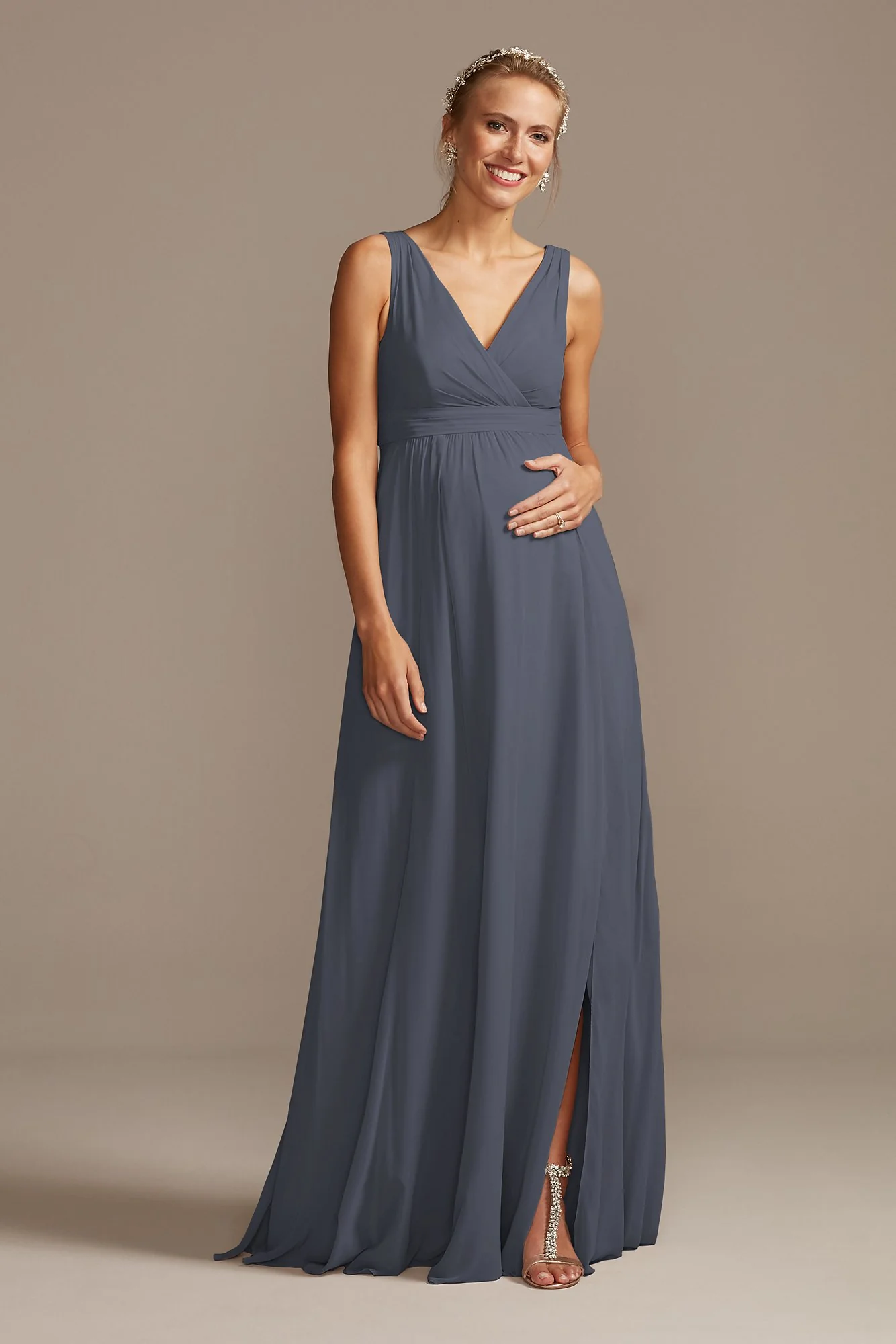 Pleated Tank Chiffon Maternity Dress - Image 77