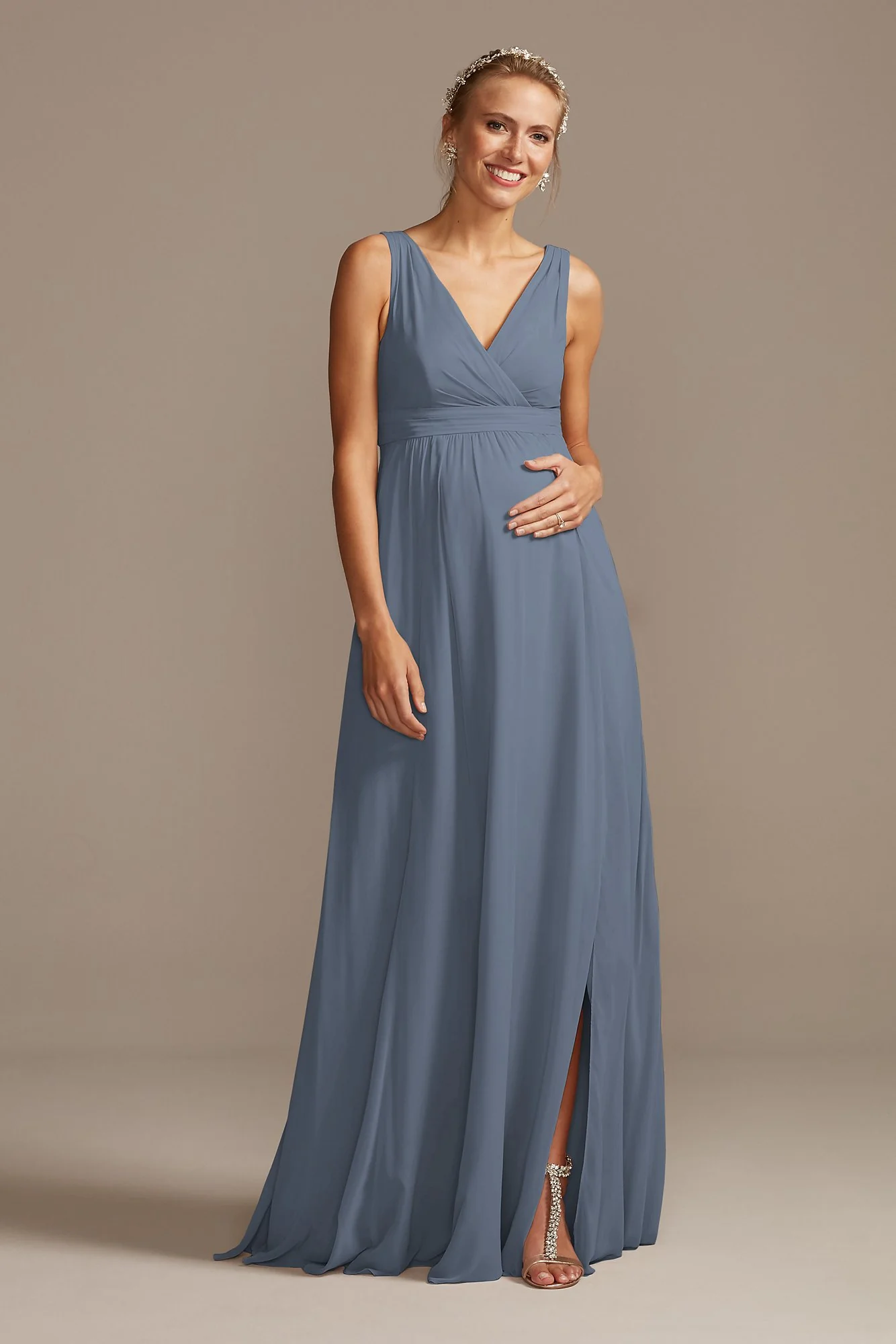 Pleated Tank Chiffon Maternity Dress - Image 79
