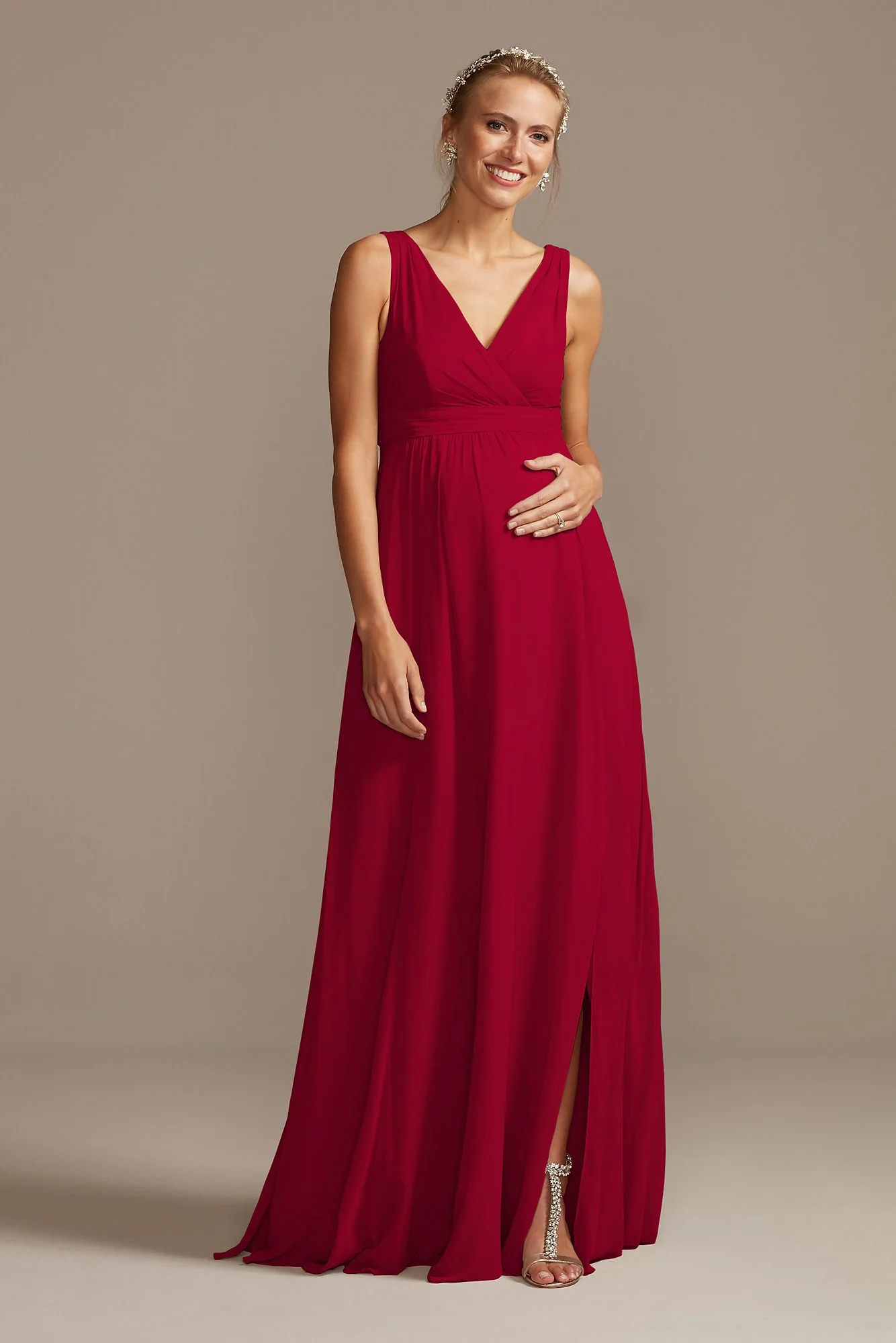 Pleated Tank Chiffon Maternity Dress - Image 81