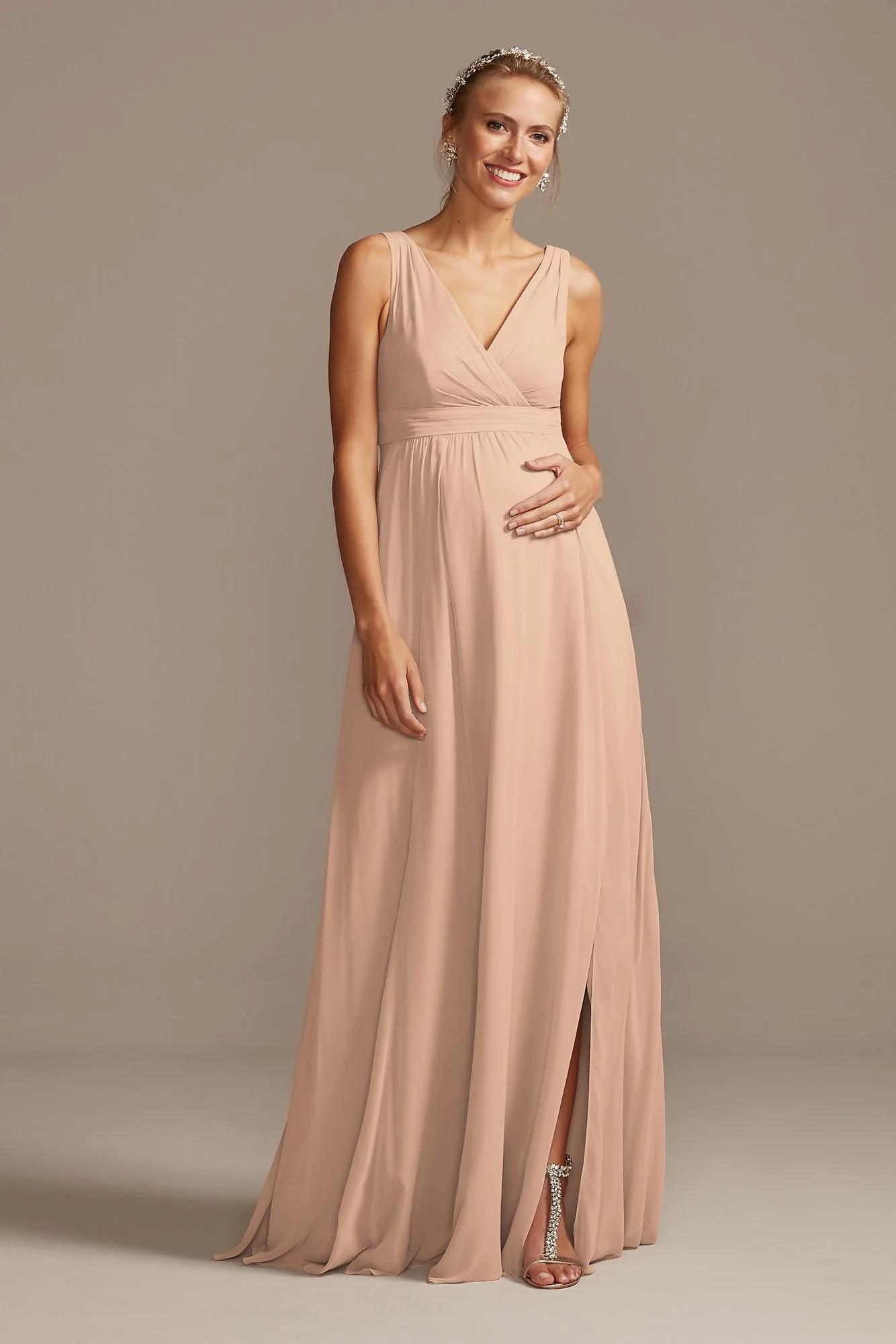 Pleated Tank Chiffon Maternity Dress - Image 82