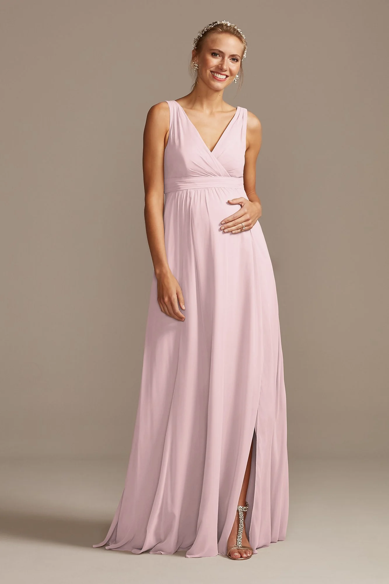 Pleated Tank Chiffon Maternity Dress - Image 86