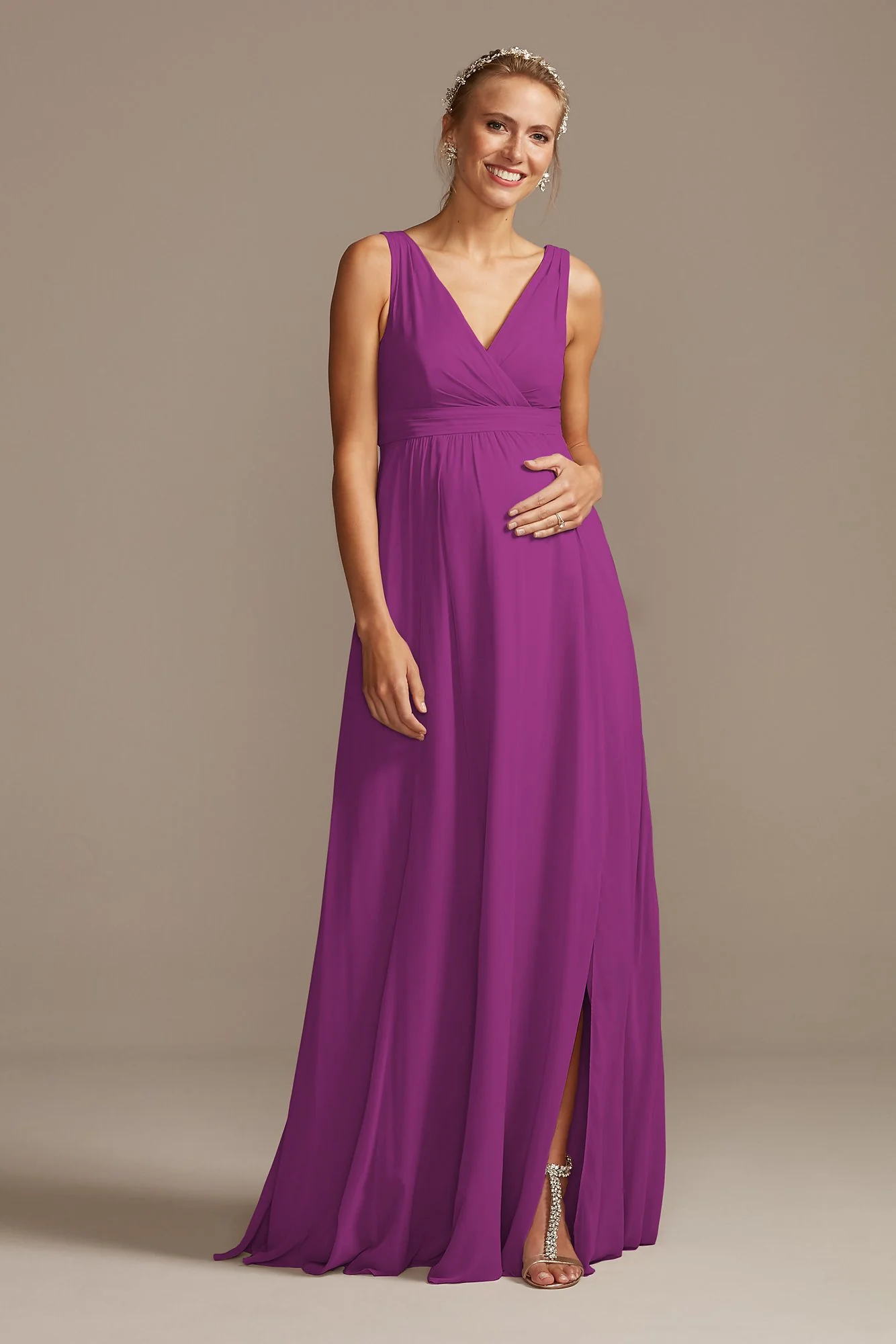 Pleated Tank Chiffon Maternity Dress - Image 89