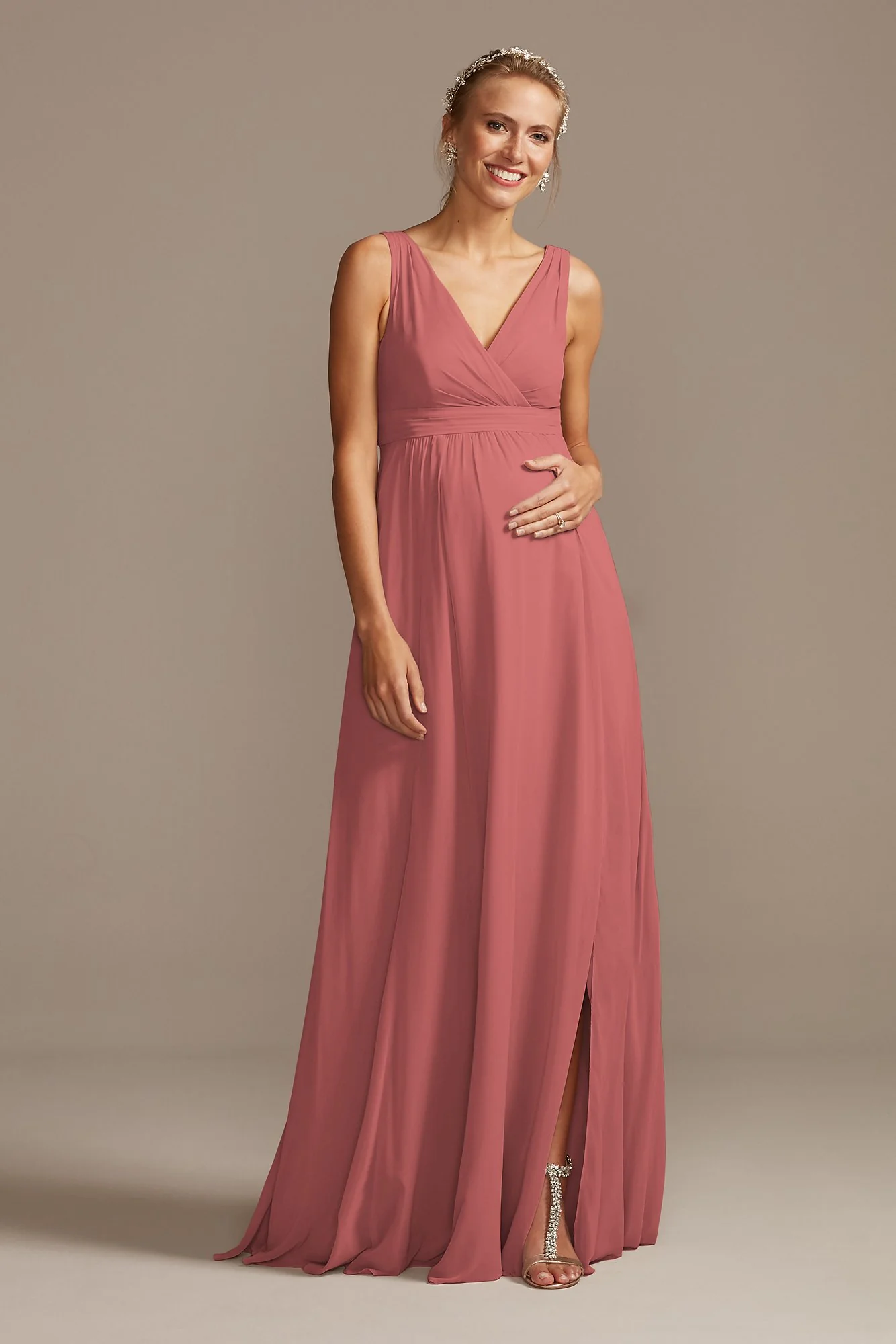 Pleated Tank Chiffon Maternity Dress - Image 9