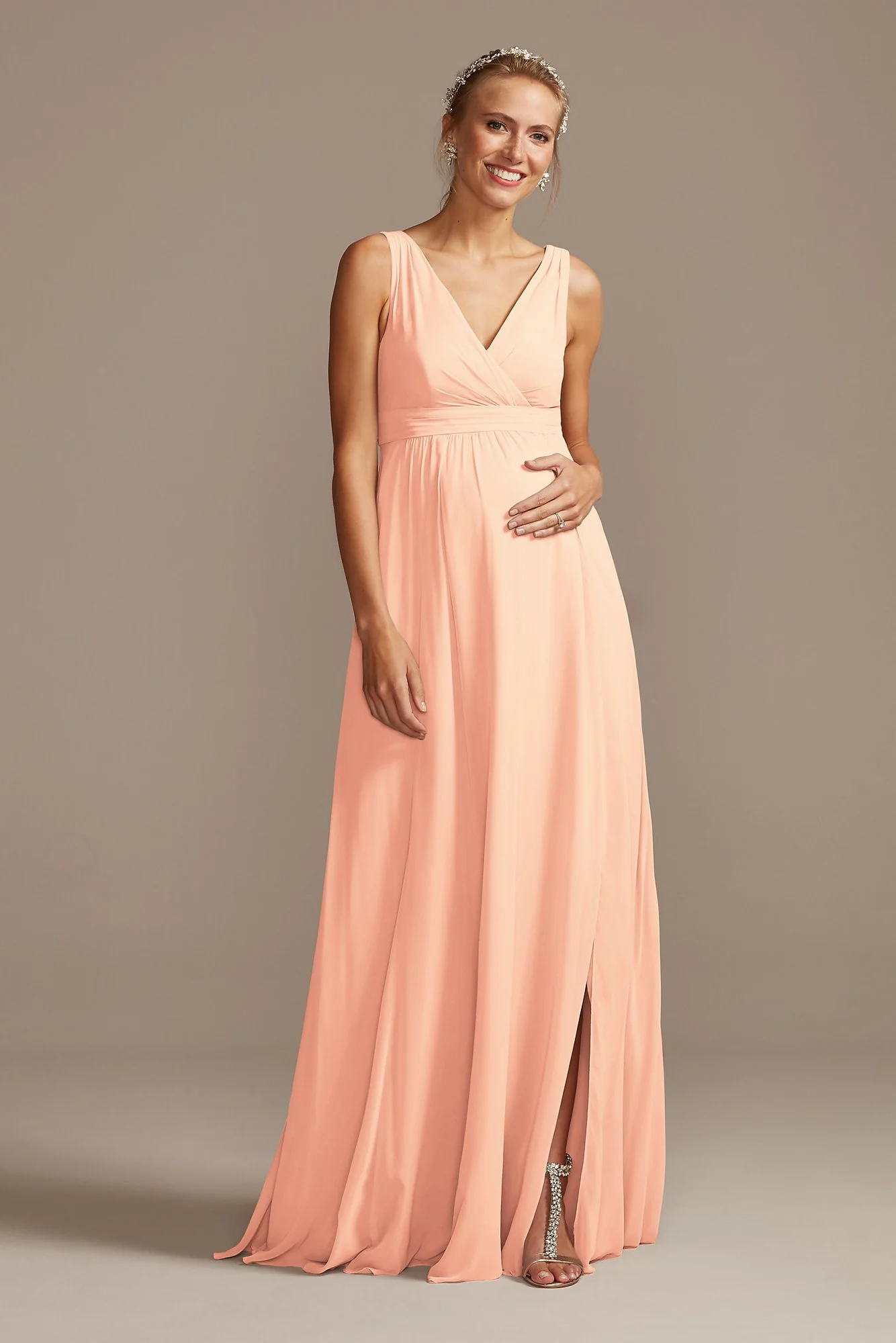 Pleated Tank Chiffon Maternity Dress - Image 92