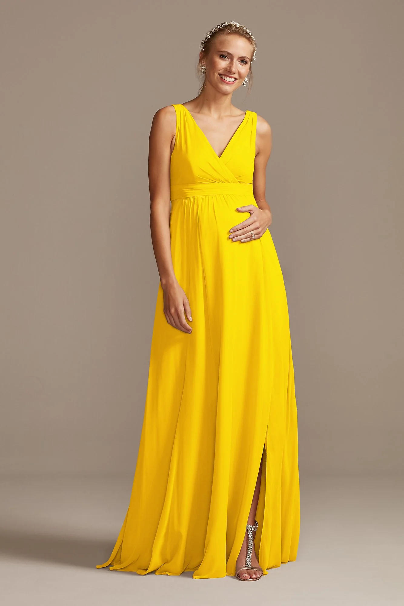 Pleated Tank Chiffon Maternity Dress - Image 93