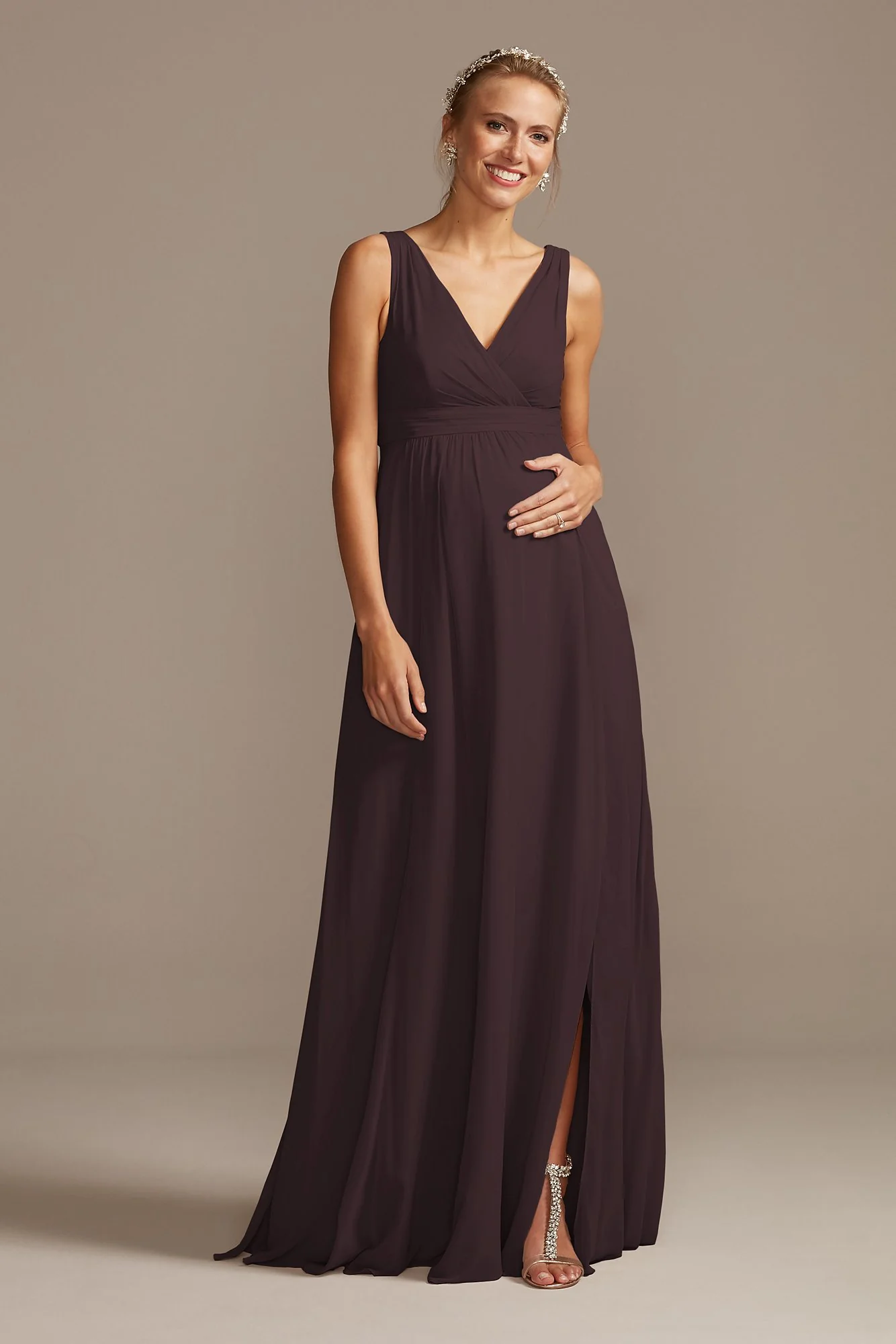 Pleated Tank Chiffon Maternity Dress - Image 95