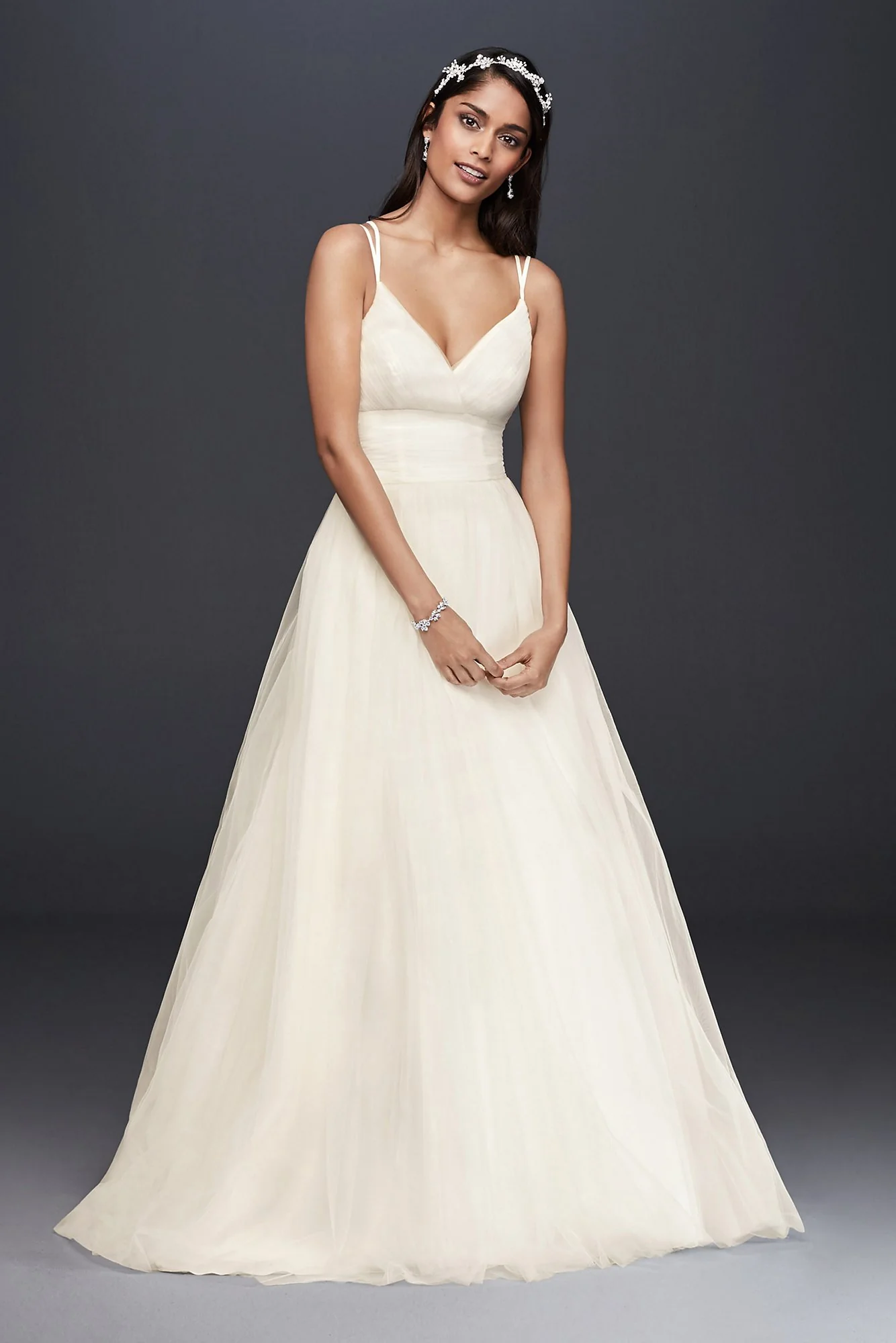Pleated Tulle Ball Gown Wedding Dress - Image 4