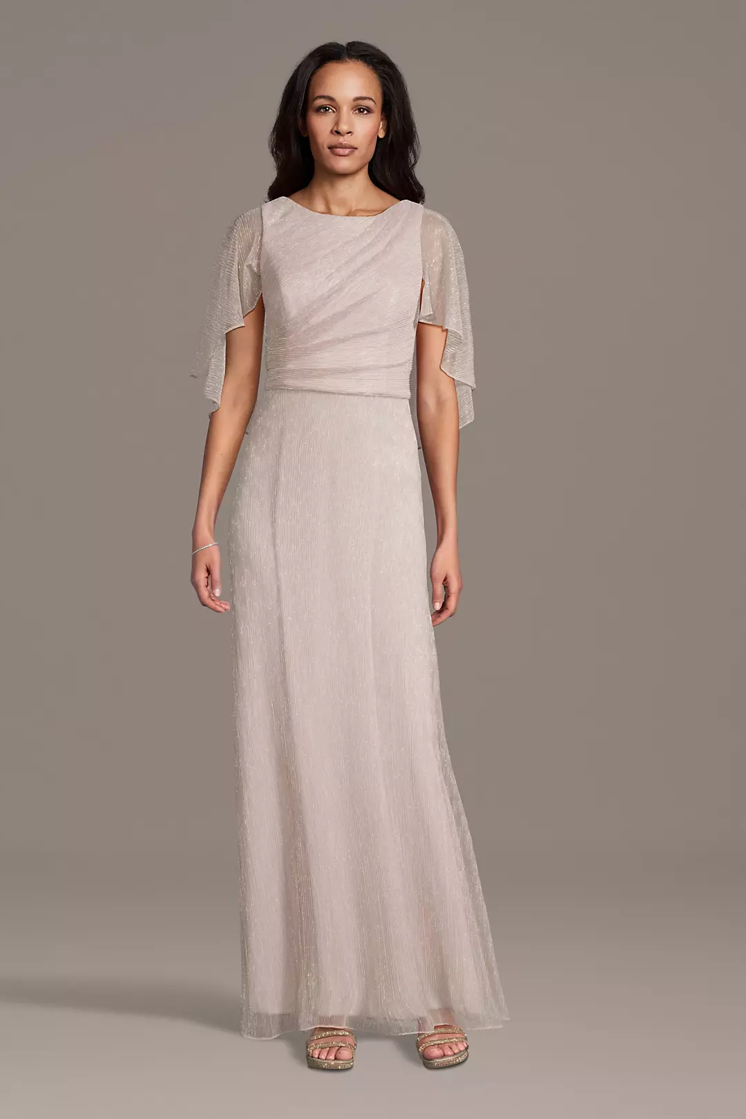 Plisse Knit A-Line Dress with Attached Capelet - Image 13