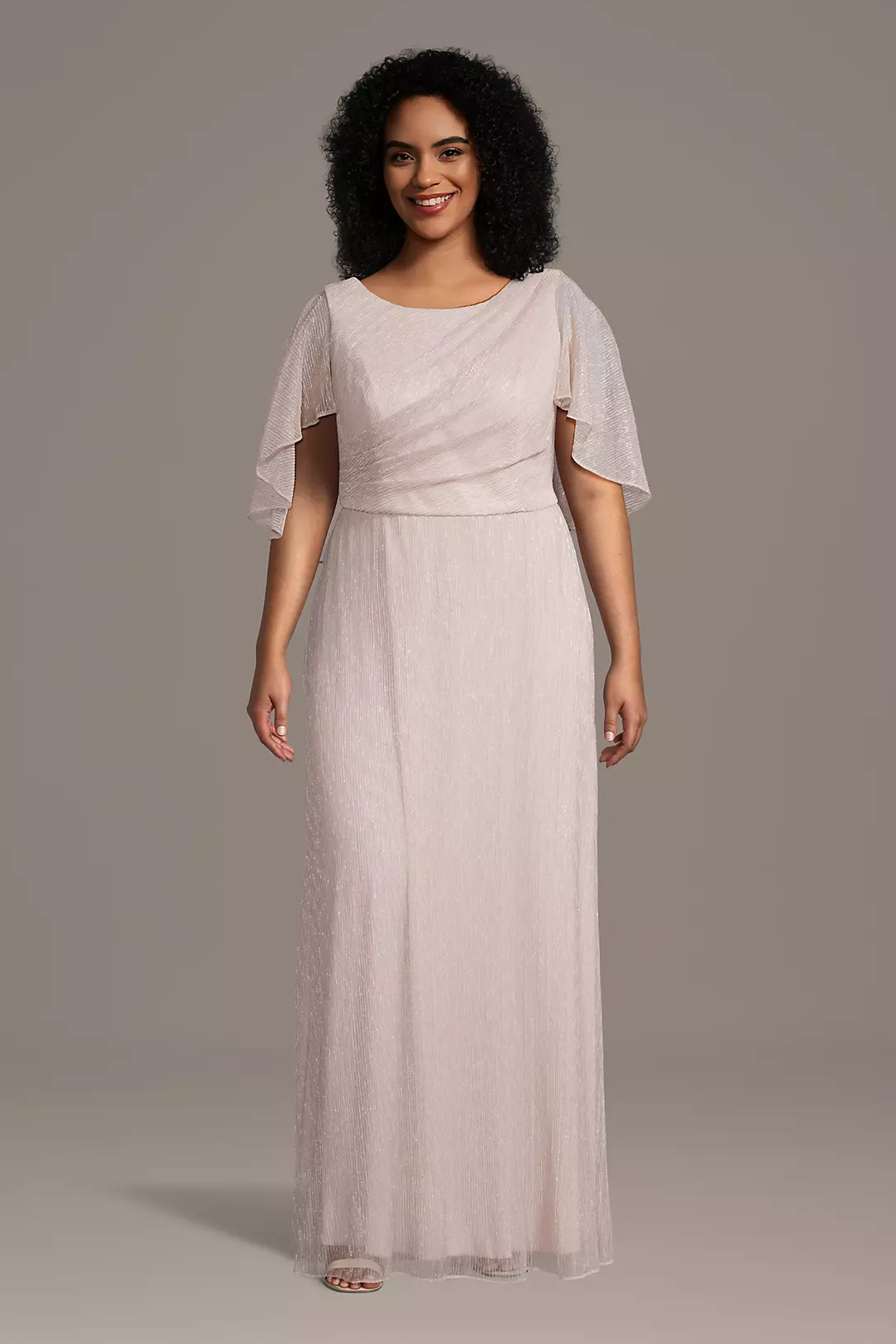 Plisse Knit A-Line Dress with Attached Capelet - Image 24