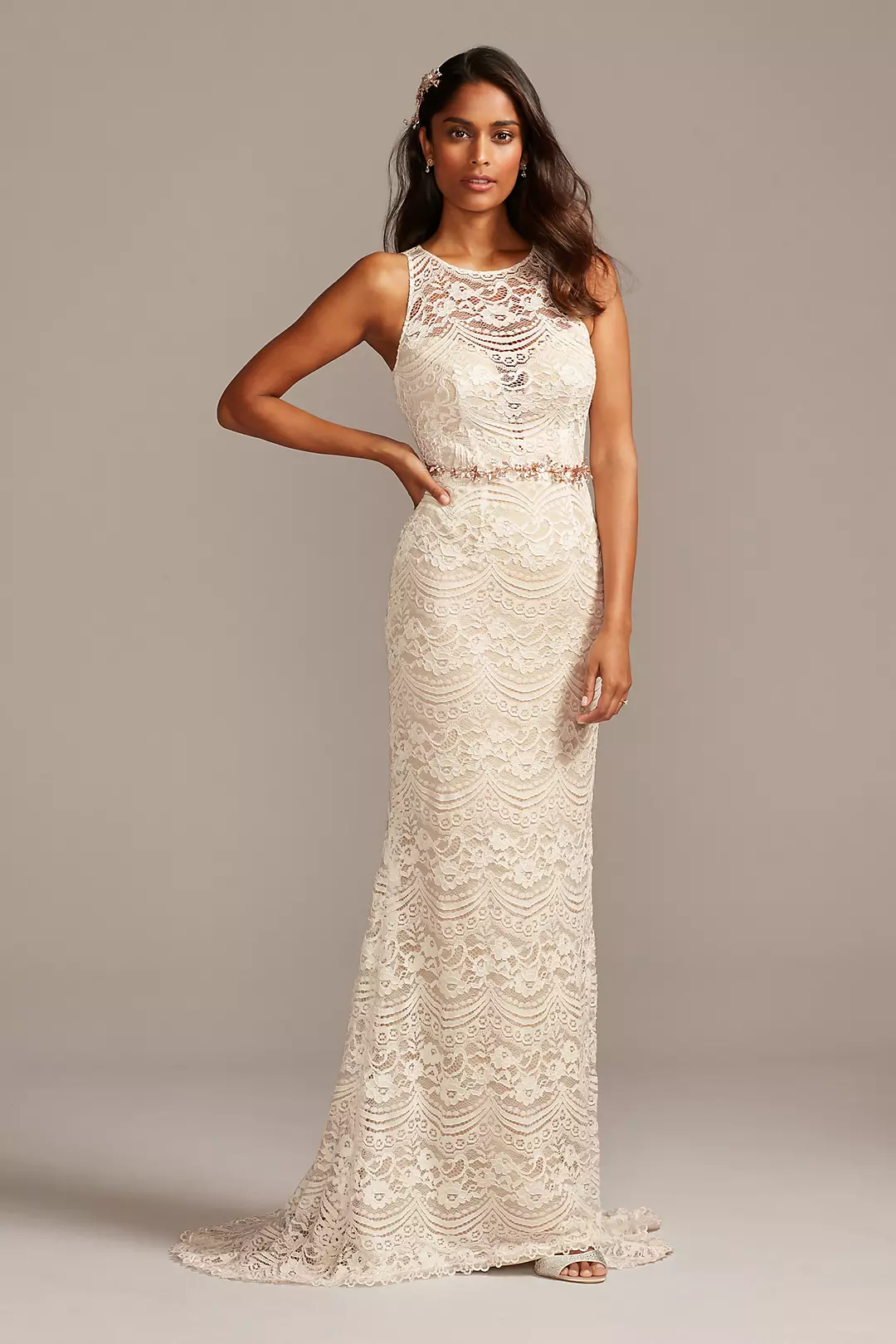 Plunge Illusion Chantilly Wedding Dress - Image 7