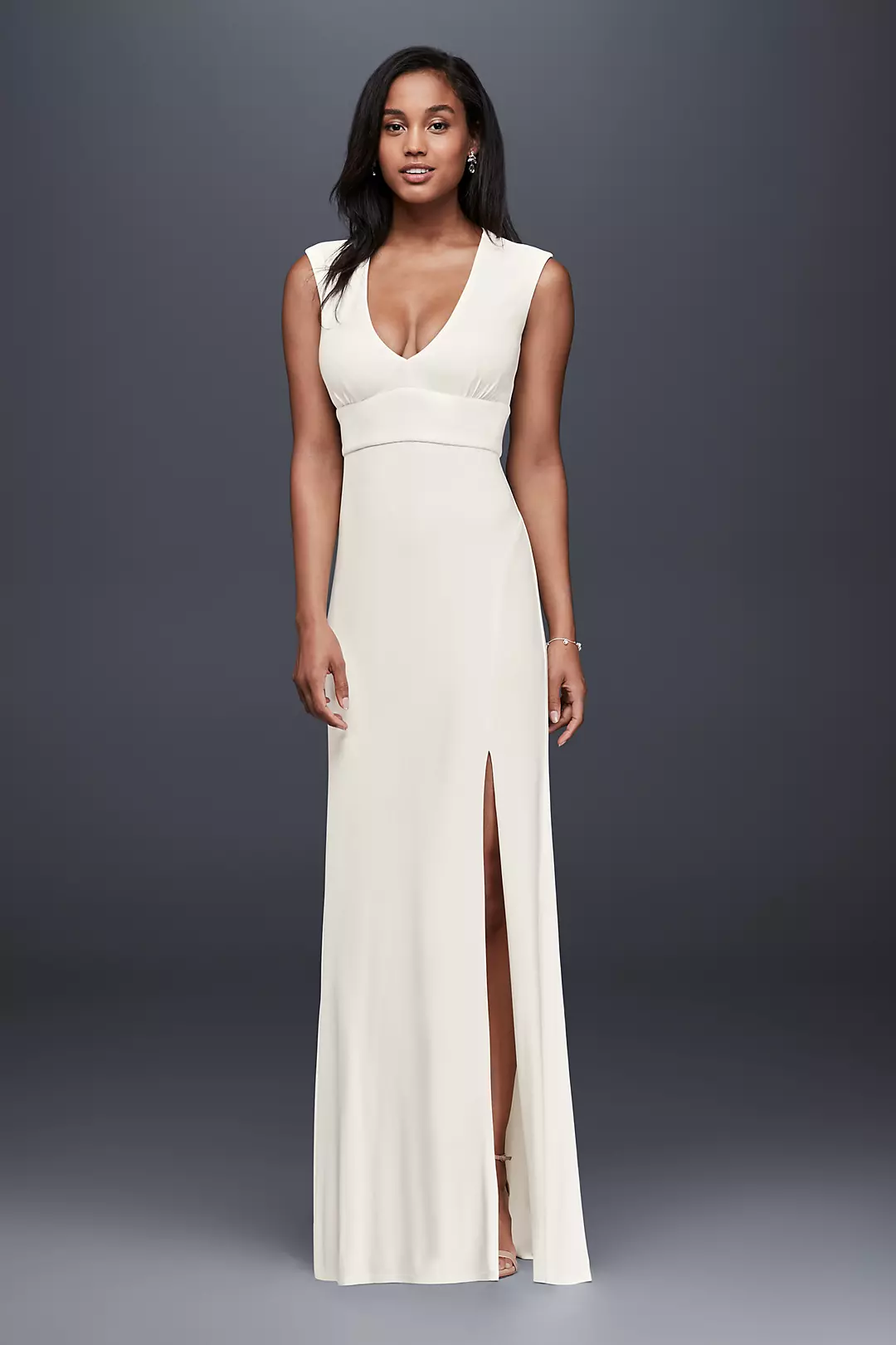 Plunging Neckline Jersey Sheath Dress - Image 2