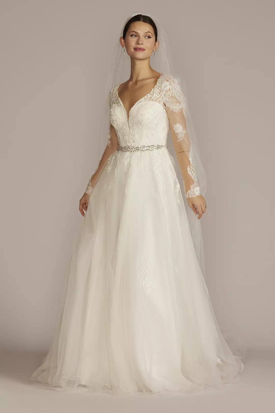 Plunging Open Back Tulle Wedding Dress - Image 19