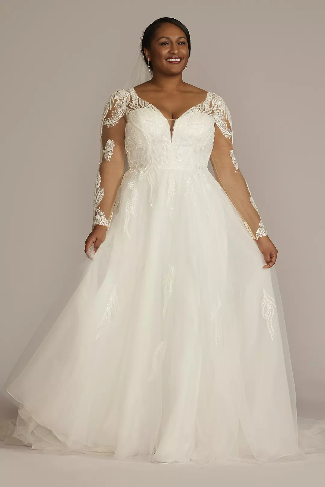 Plunging Open Back Tulle Wedding Dress - Image 21