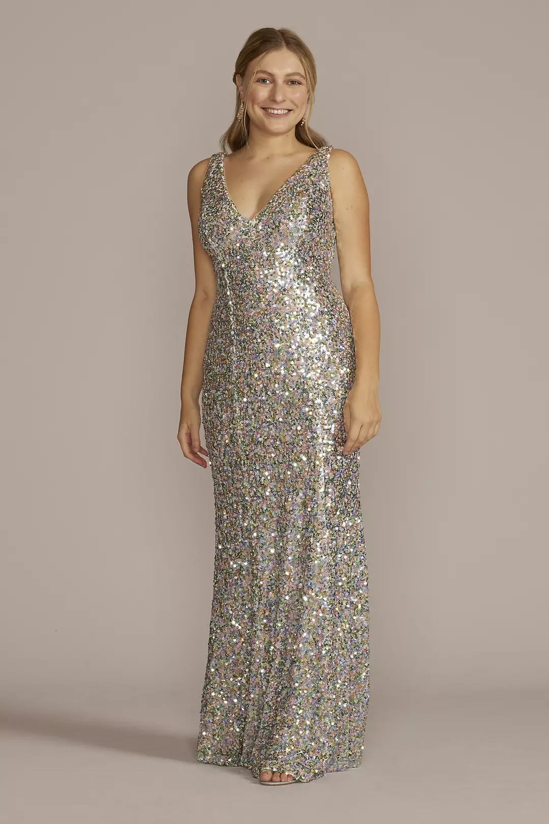 Plunging Sequin Tank Sheath Dress - Image 8
