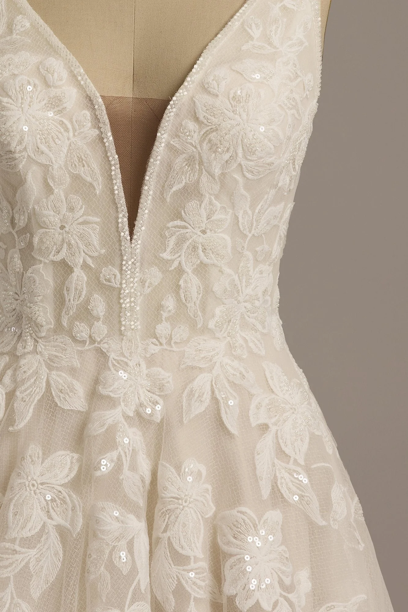 Plunging Tank Tulle Ball Gown Wedding Dress - Image 12