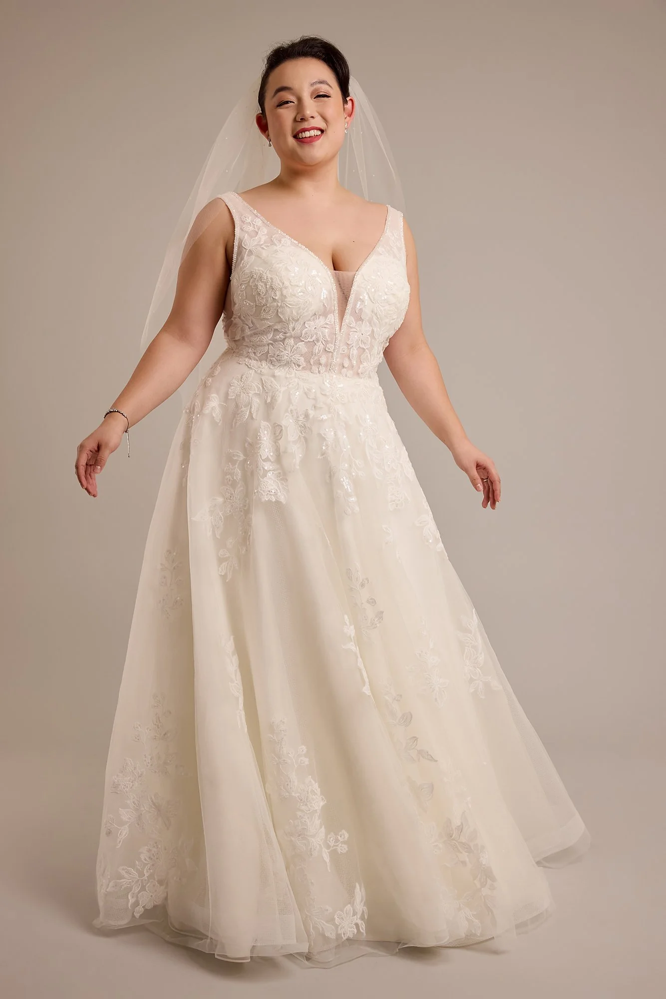 Plunging Tank Tulle Ball Gown Wedding Dress - Image 4