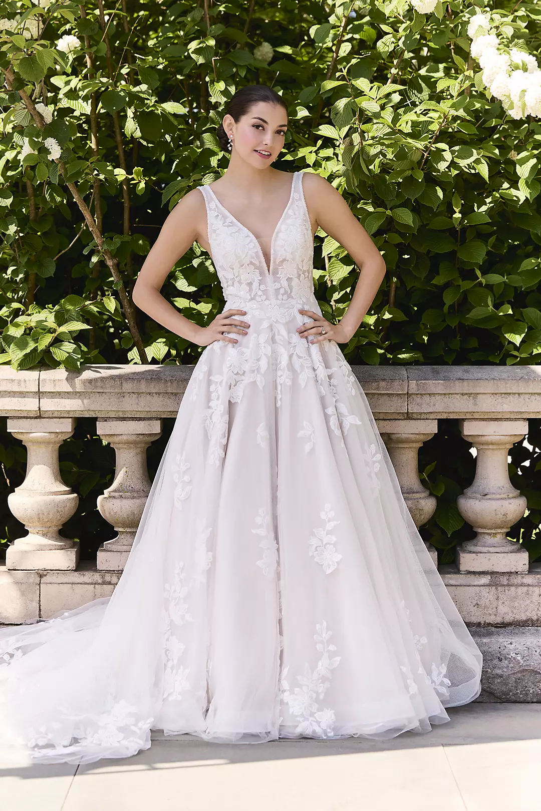 Plunging Tank Tulle Ball Gown Wedding Dress - Image 5