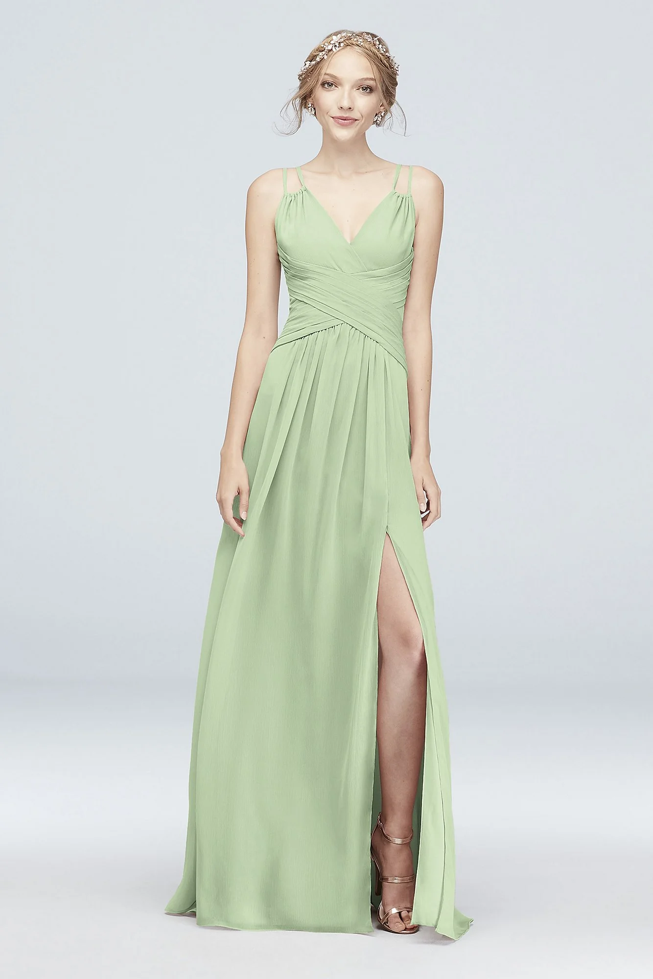 Plunge V-Neck Crinkle Chiffon Bridesmaid Dress - Image 14