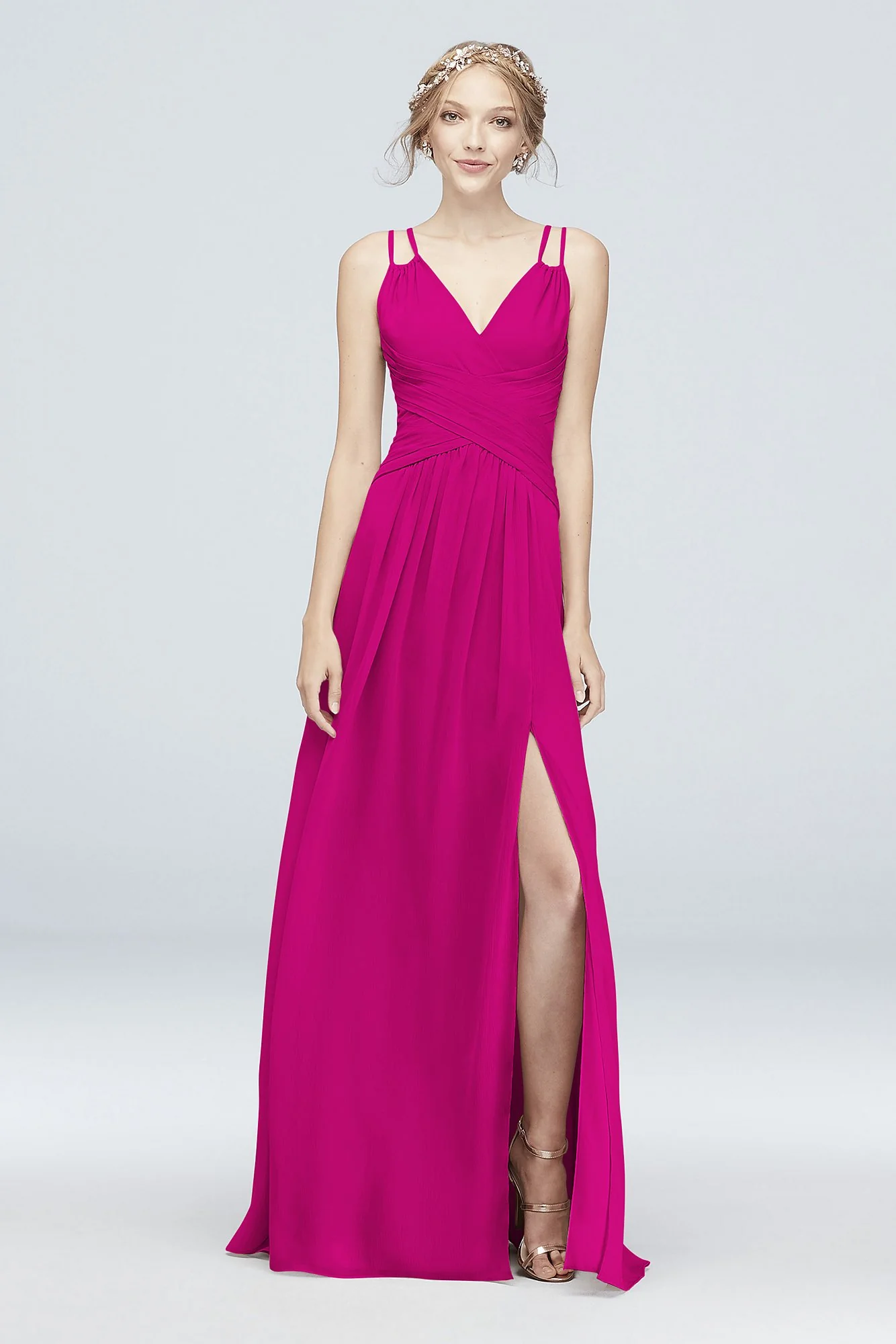 Plunge V-Neck Crinkle Chiffon Bridesmaid Dress - Image 23