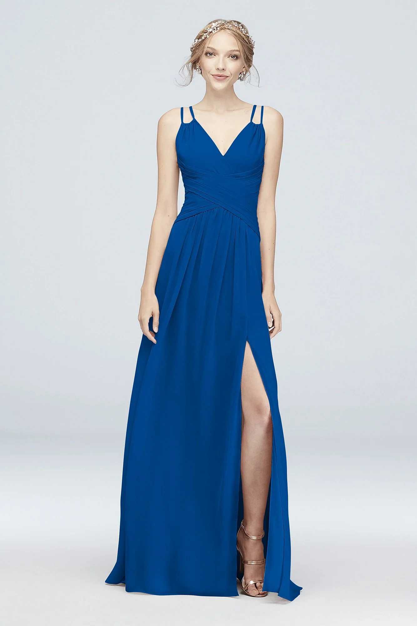Plunge V-Neck Crinkle Chiffon Bridesmaid Dress - Image 34