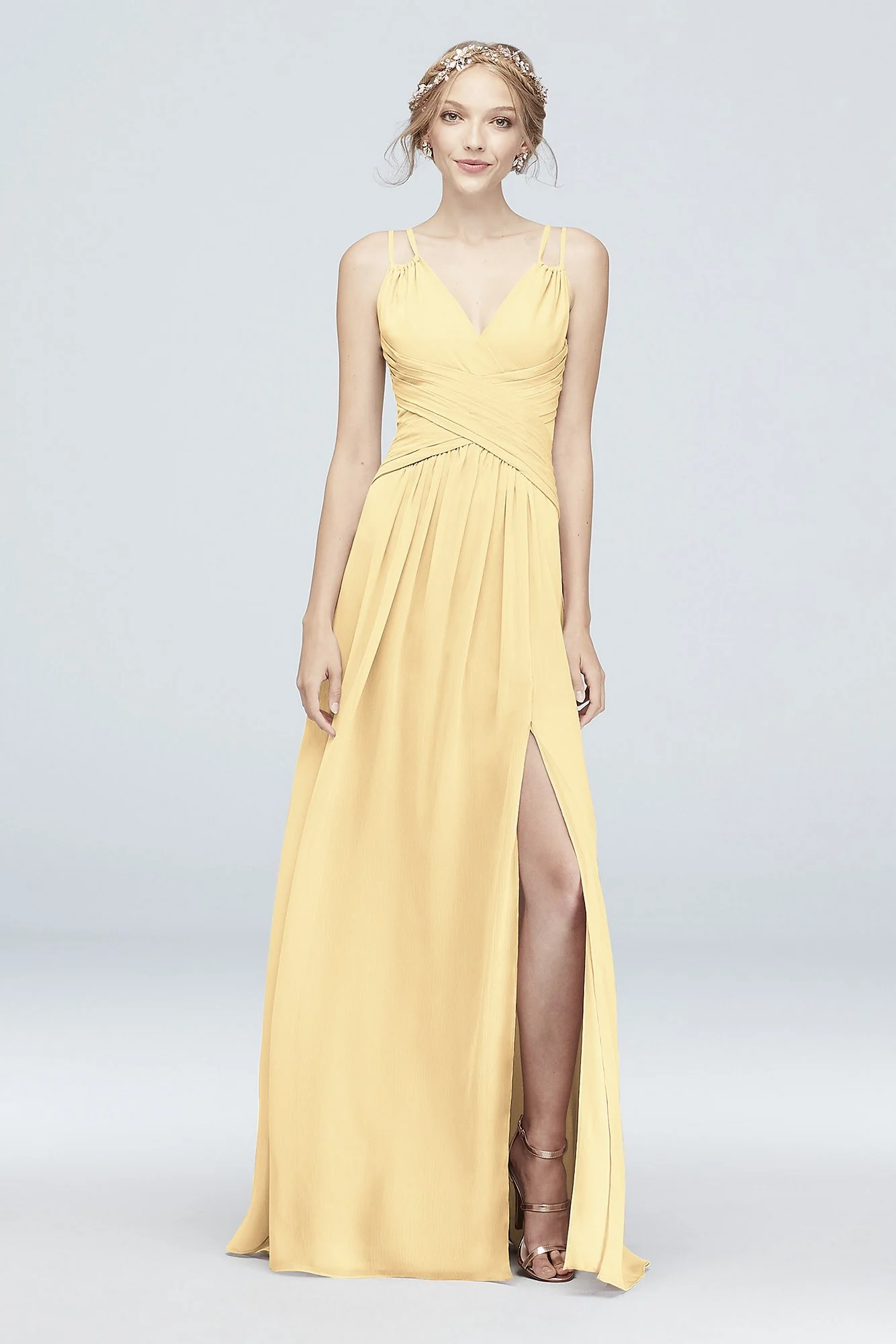 Plunge V-Neck Crinkle Chiffon Bridesmaid Dress - Image 39