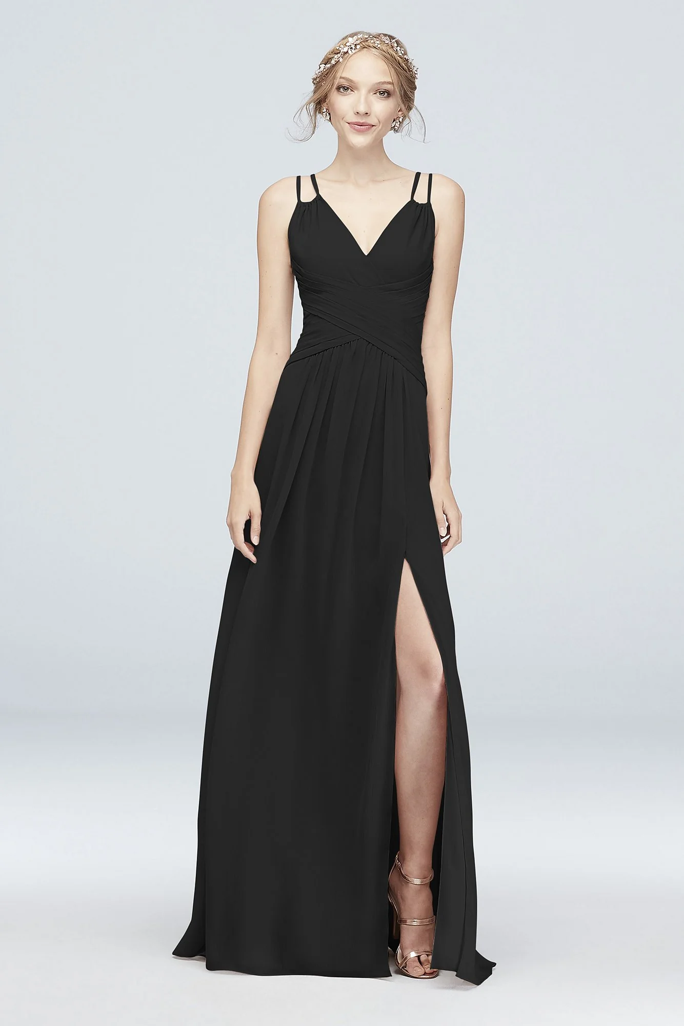 Plunge V-Neck Crinkle Chiffon Bridesmaid Dress - Image 60