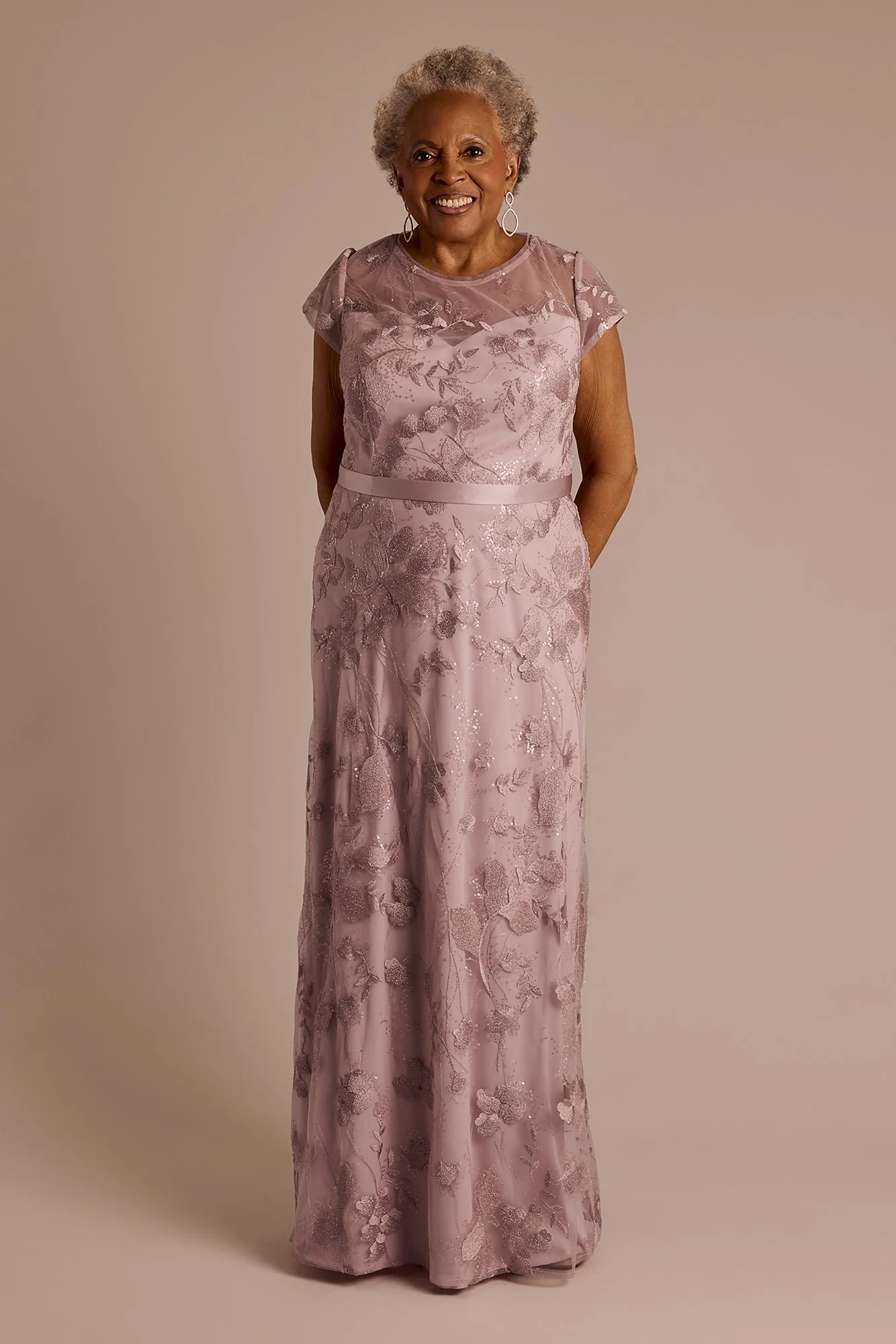 Plus Illusion Short Sleeve Embroidered Sheath