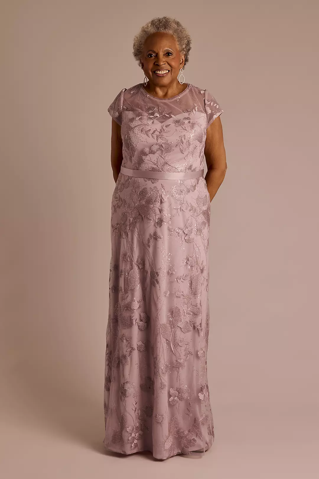 Plus Illusion Short Sleeve Embroidered Sheath - Image 5