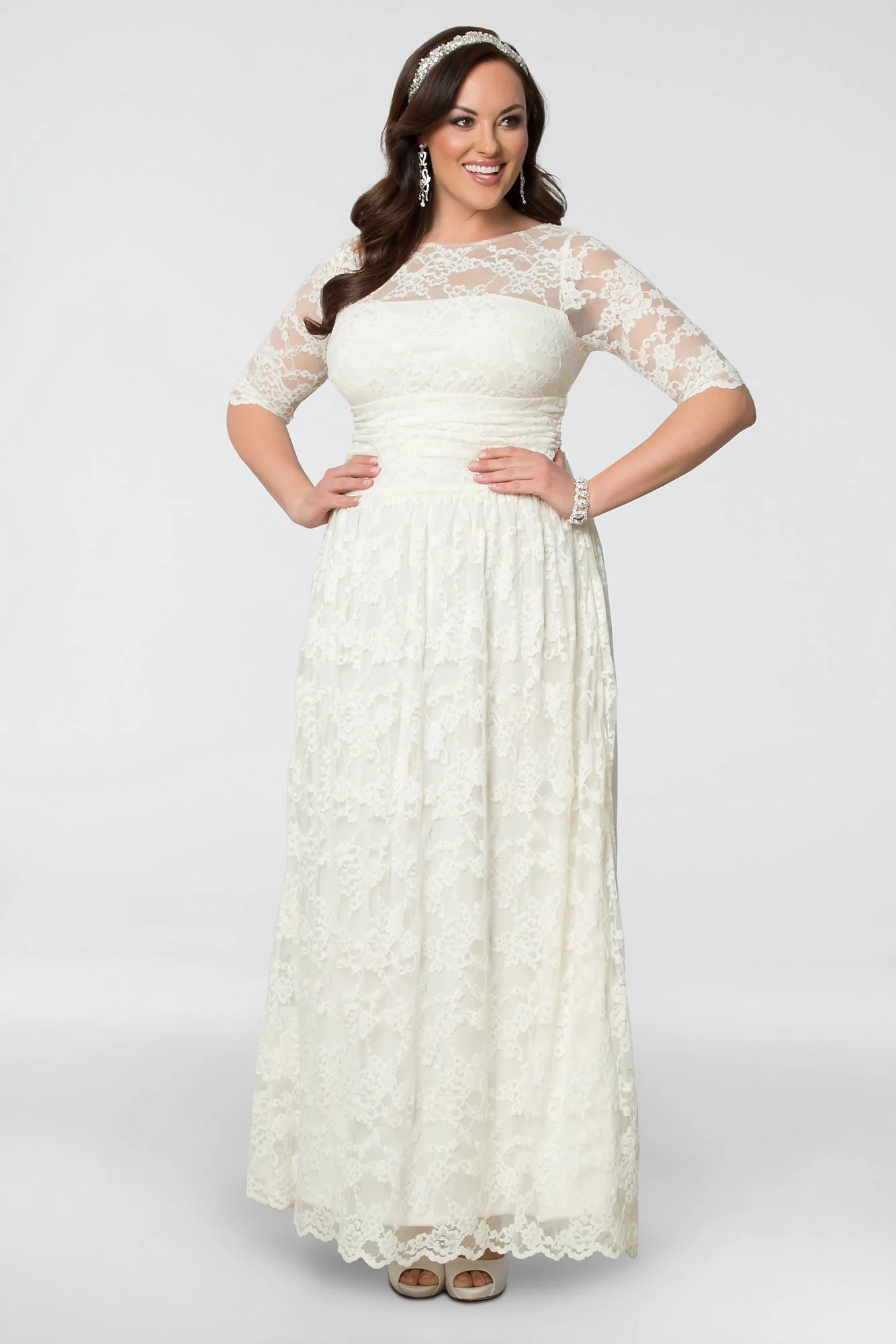 Plus Size Lace Illusion Wedding Gown