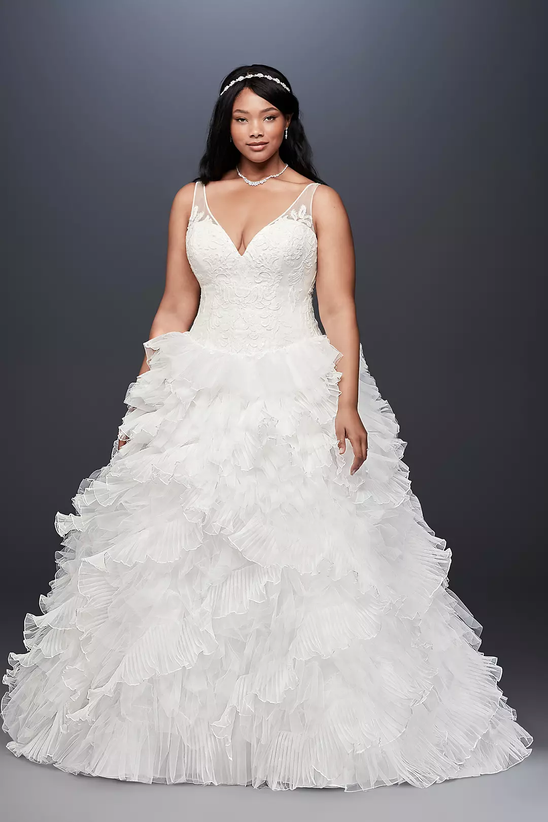 Plus Size Pleated Ball Gown Wedding Dress - Image 4