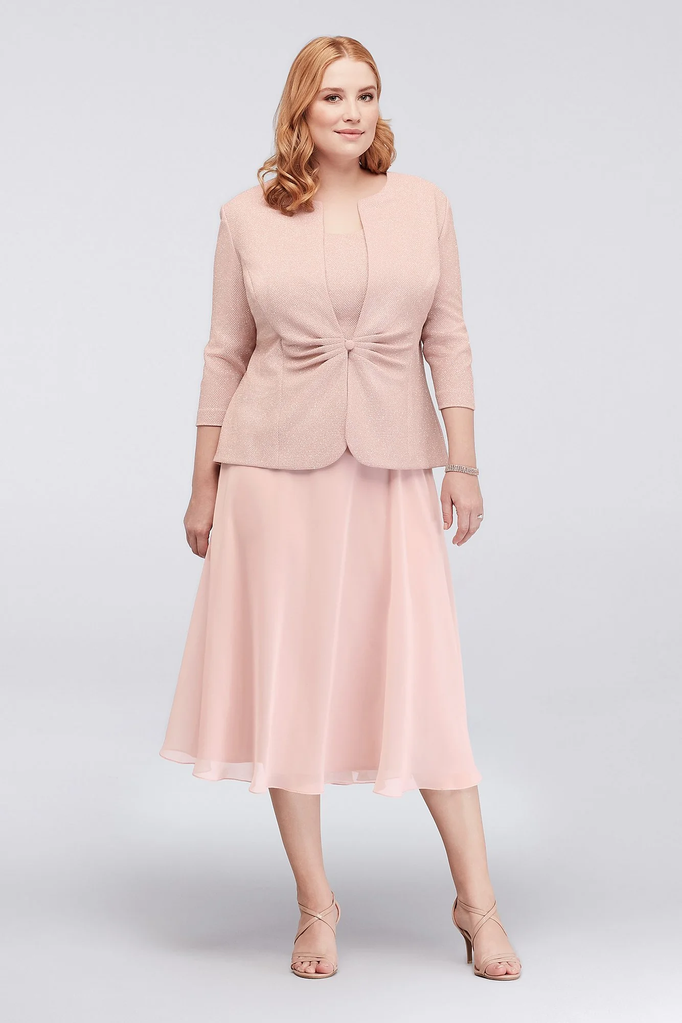 Popover Glitter Jacquard Plus Size Jacket Dress