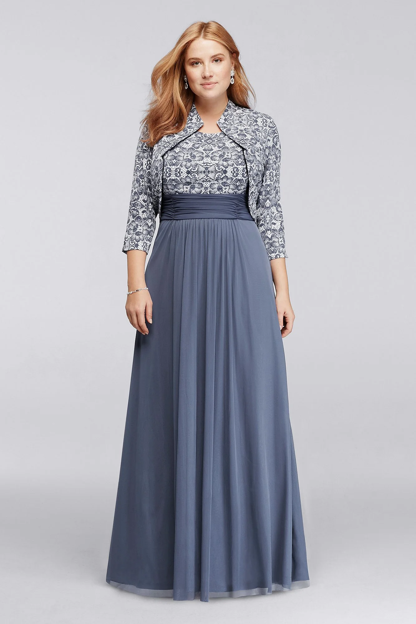 Printed Bolero Jacket Dress with 3/4 Sleeves - Image 2