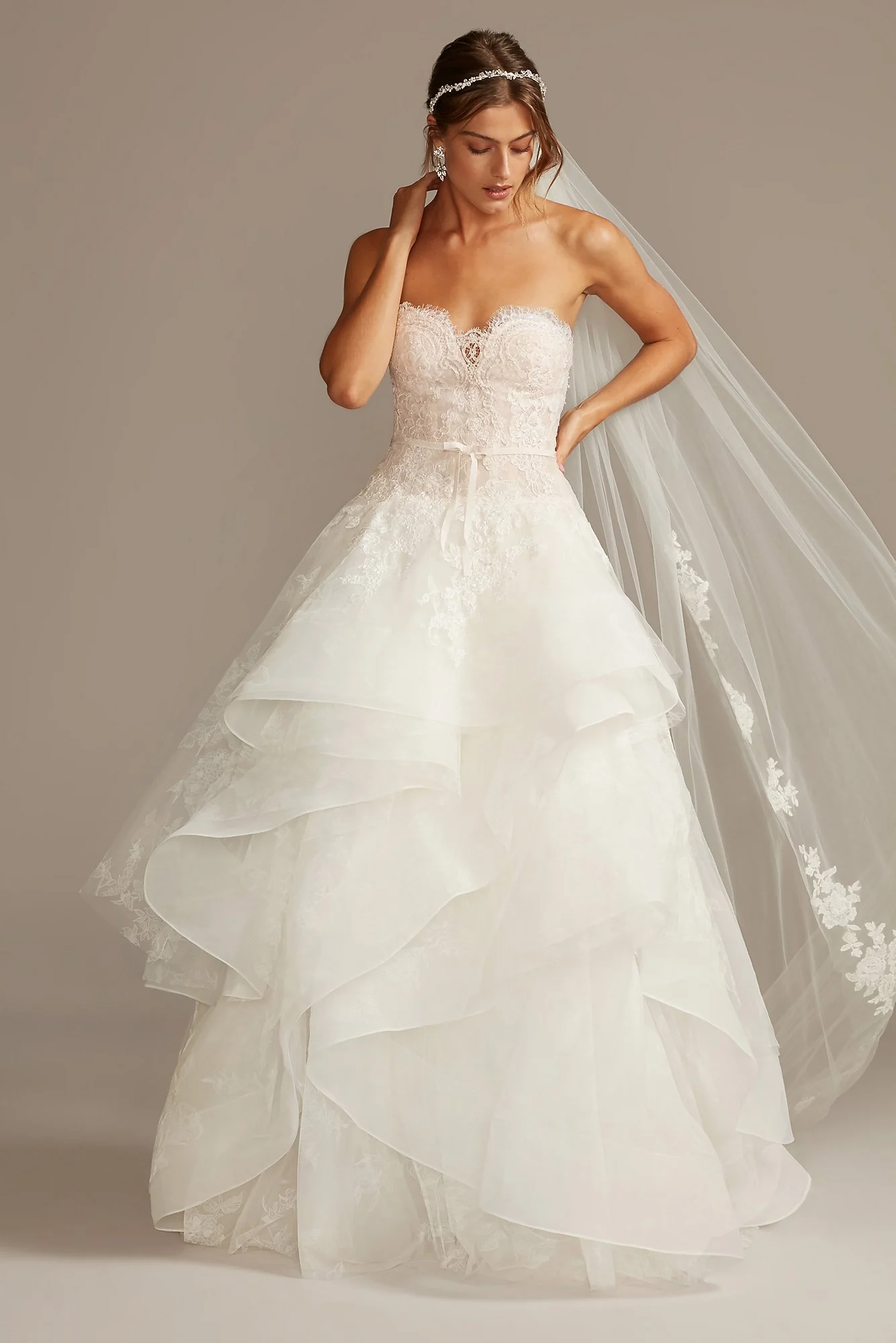 Printed Tulle Wedding Dress with Tiered Skirt - Image 6