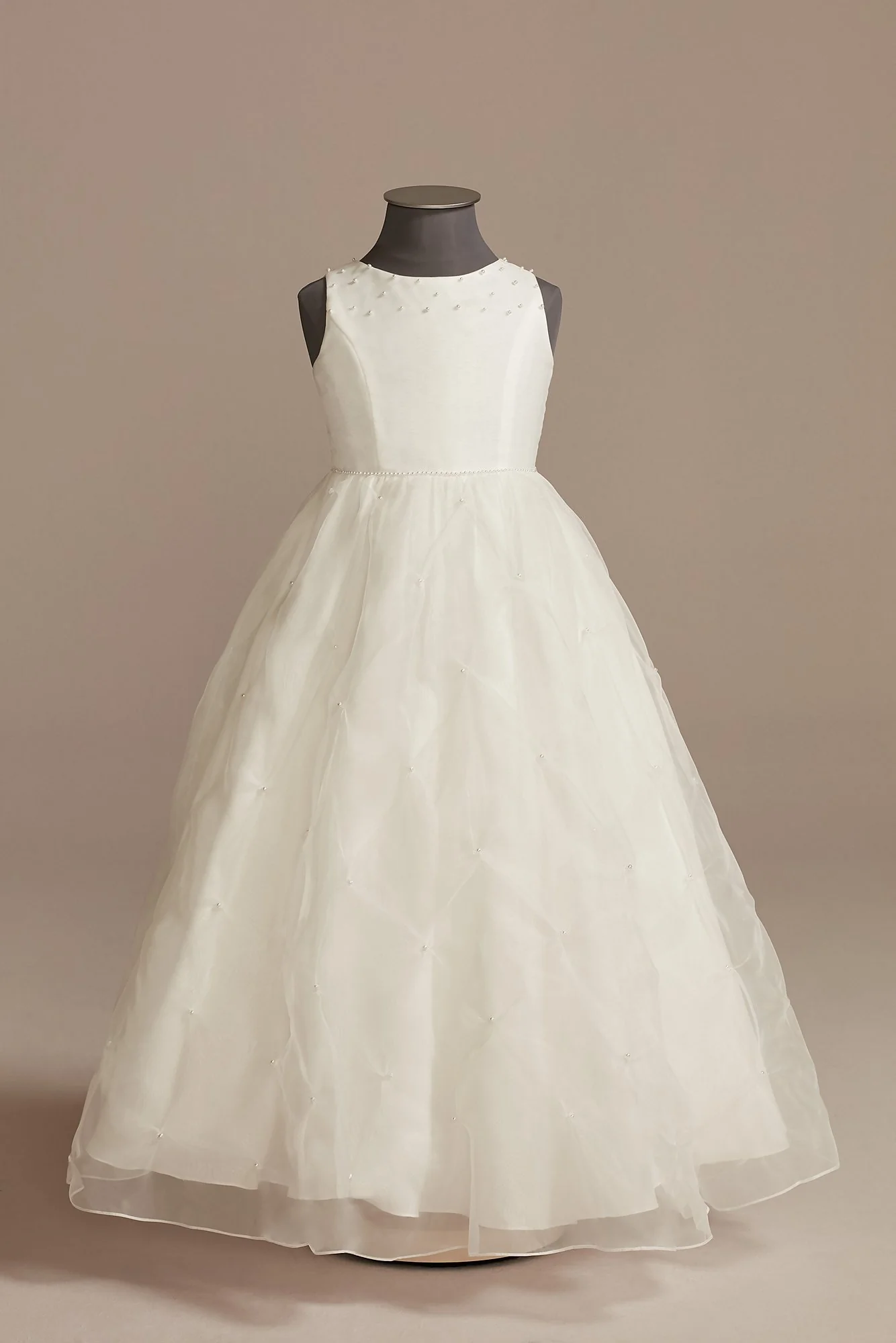 Puckered Flower Girl Dress with Hand-Placed Pearls - Image 2