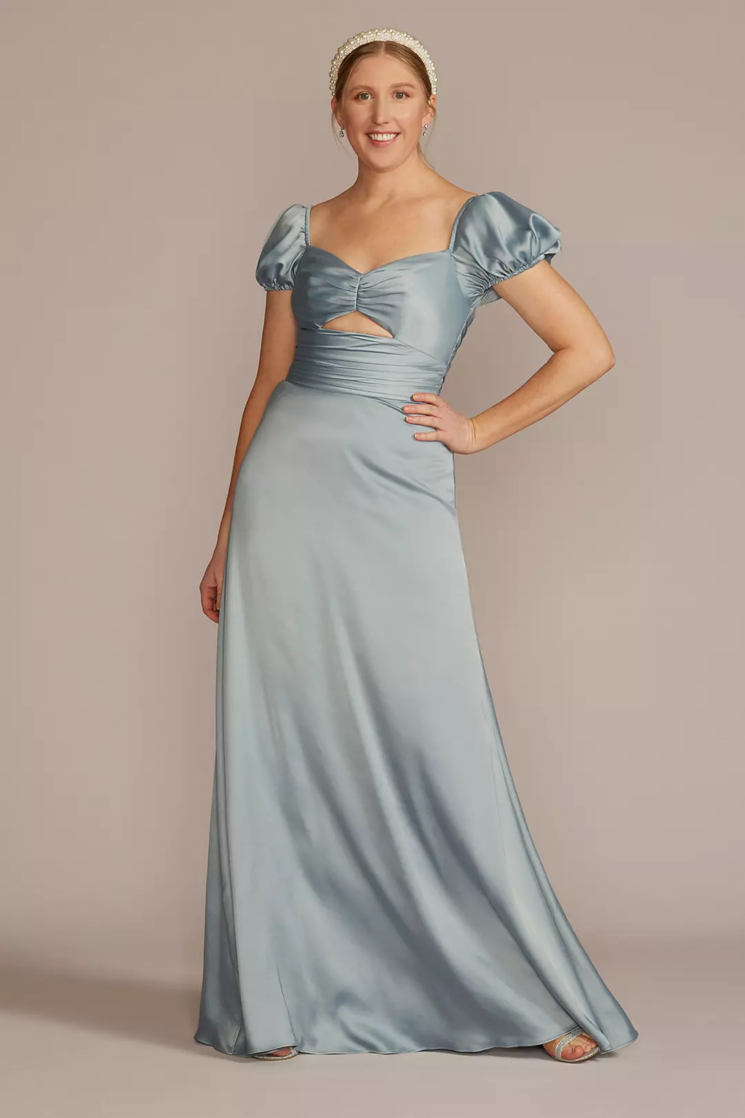 Puff Sleeve Satin Gown - Image 4