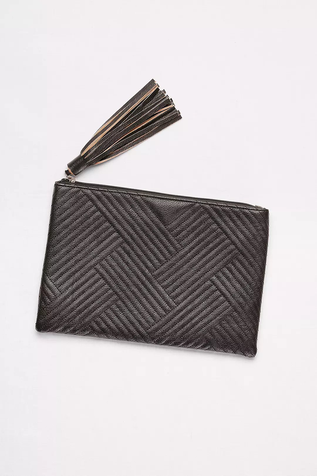 Quilted Faux-Leather Tassel Clutch - Image 2