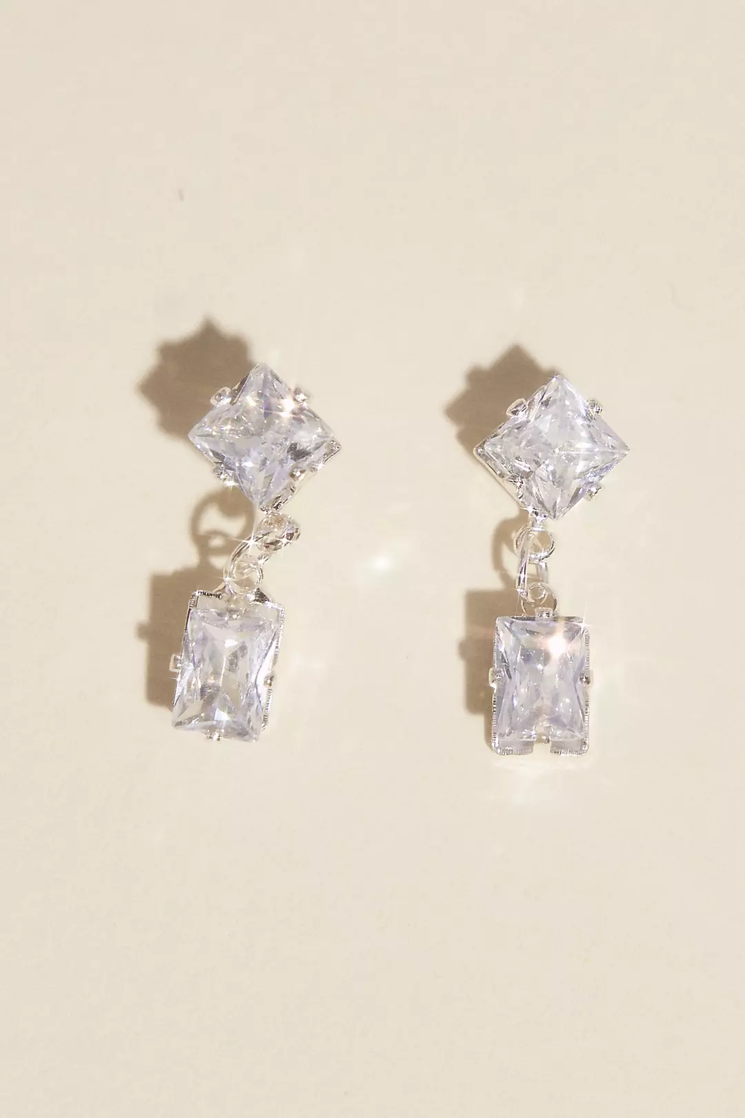 Radiant-Cut Crystal Drop Earrings - Image 2