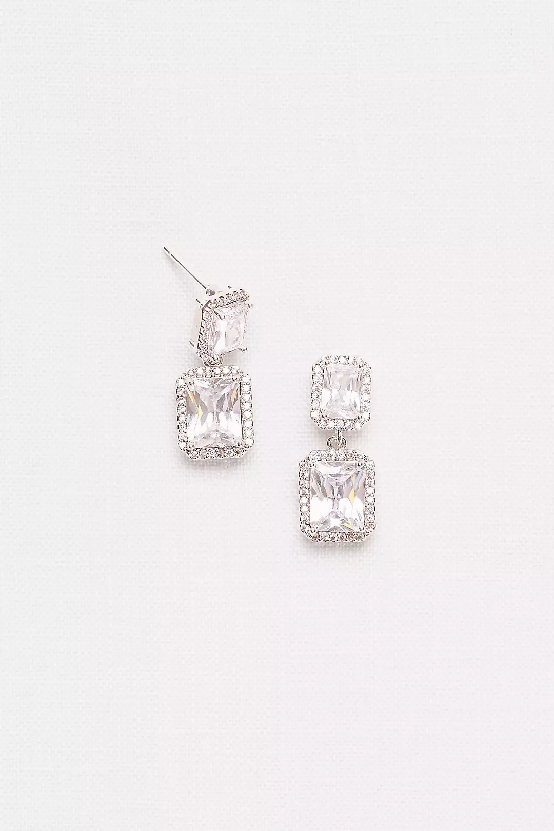 Radiant-Cut Cubic Zirconia Halo Drop Earrings - Image 2