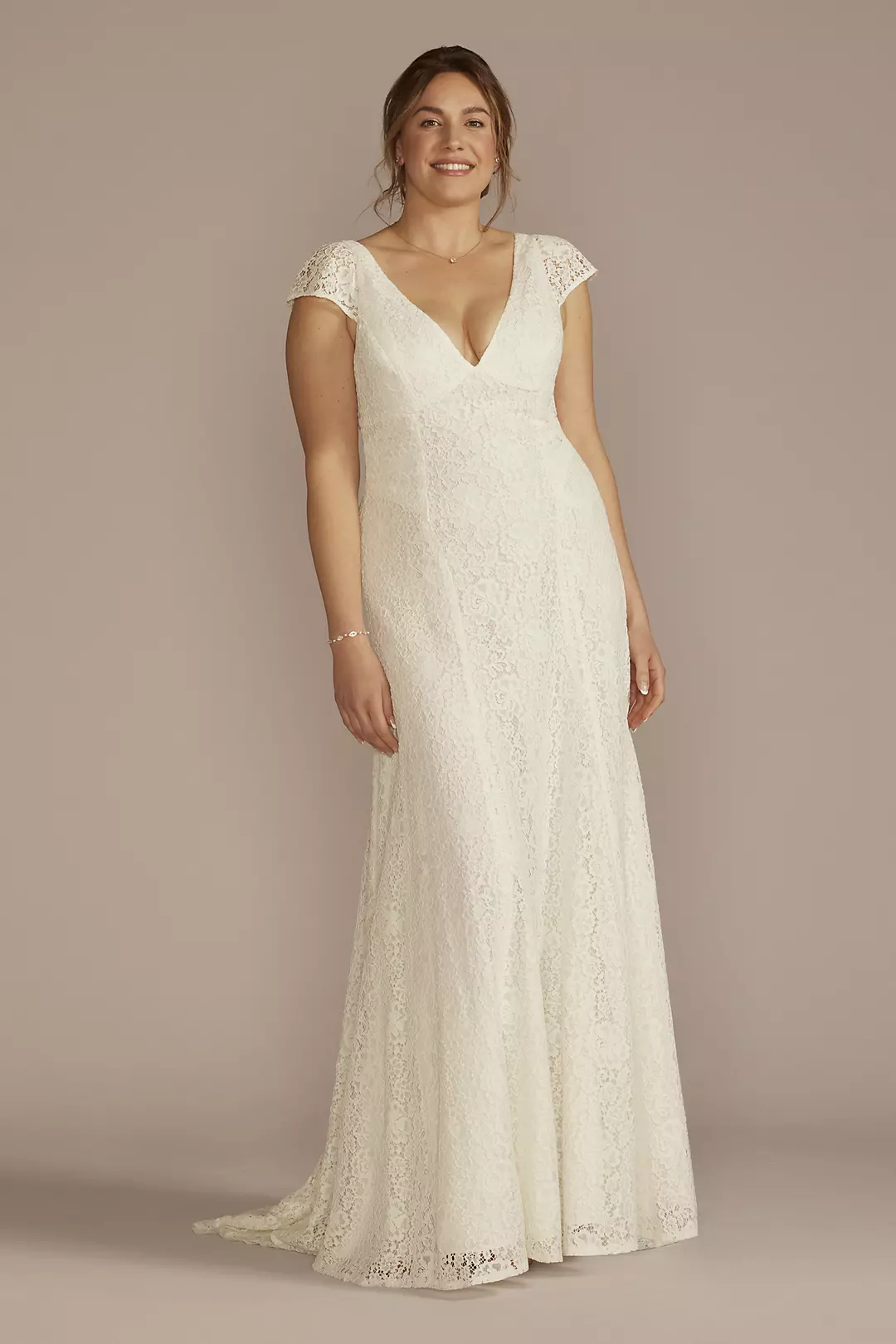 Recycled Lace Cap Sleeve V-Neck Wedding Dress - Image 9