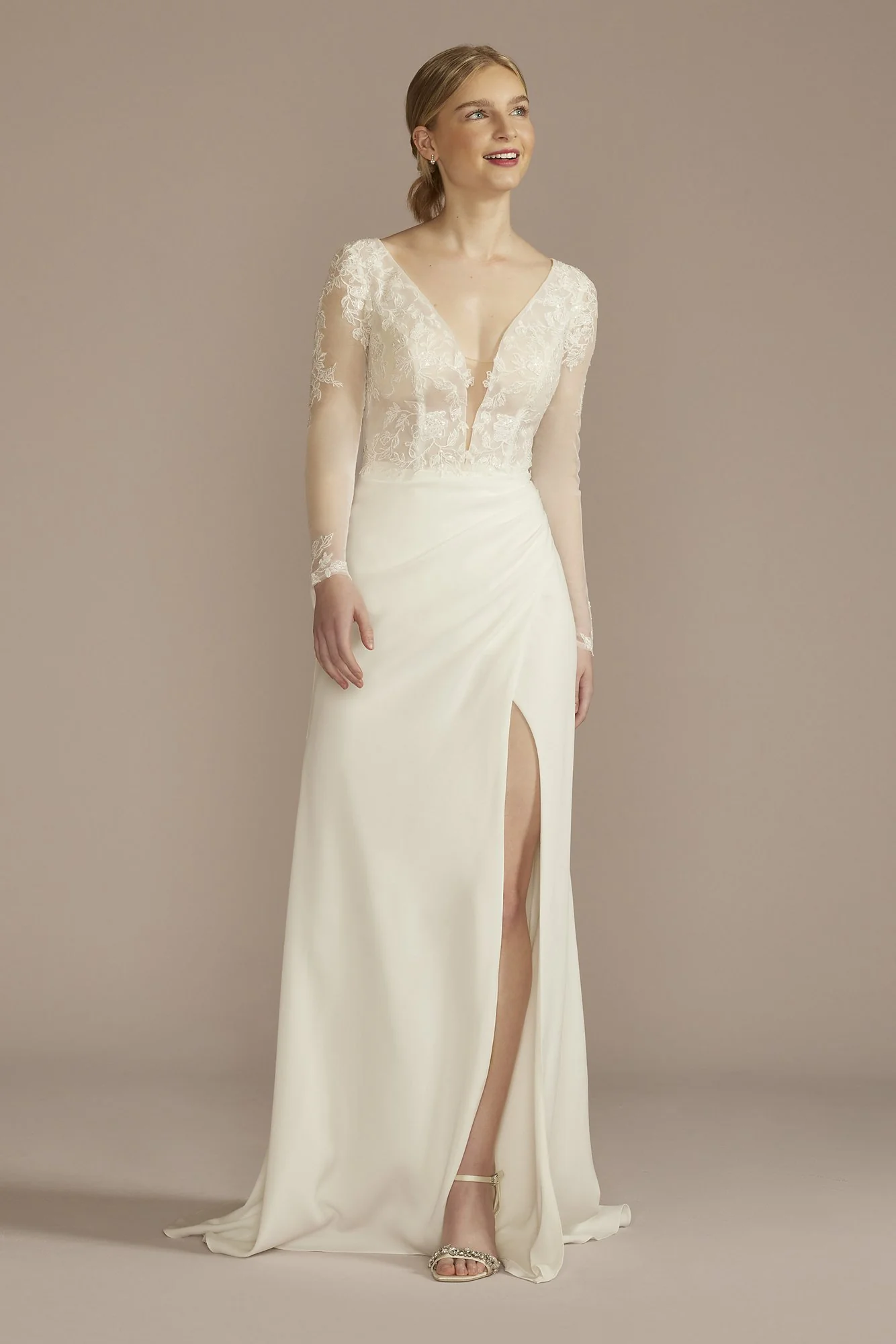 Recycled Lace Sheer Long Sleeve Wedding Dress - Image 4