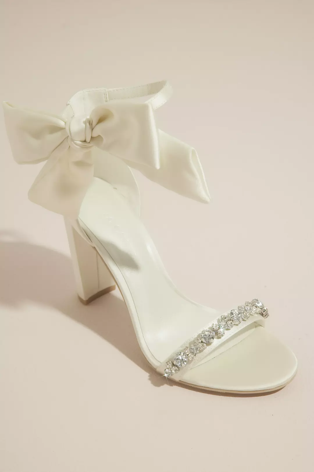 Removable Ankle Bow Crystal Strap Heeled Sandals - Image 6