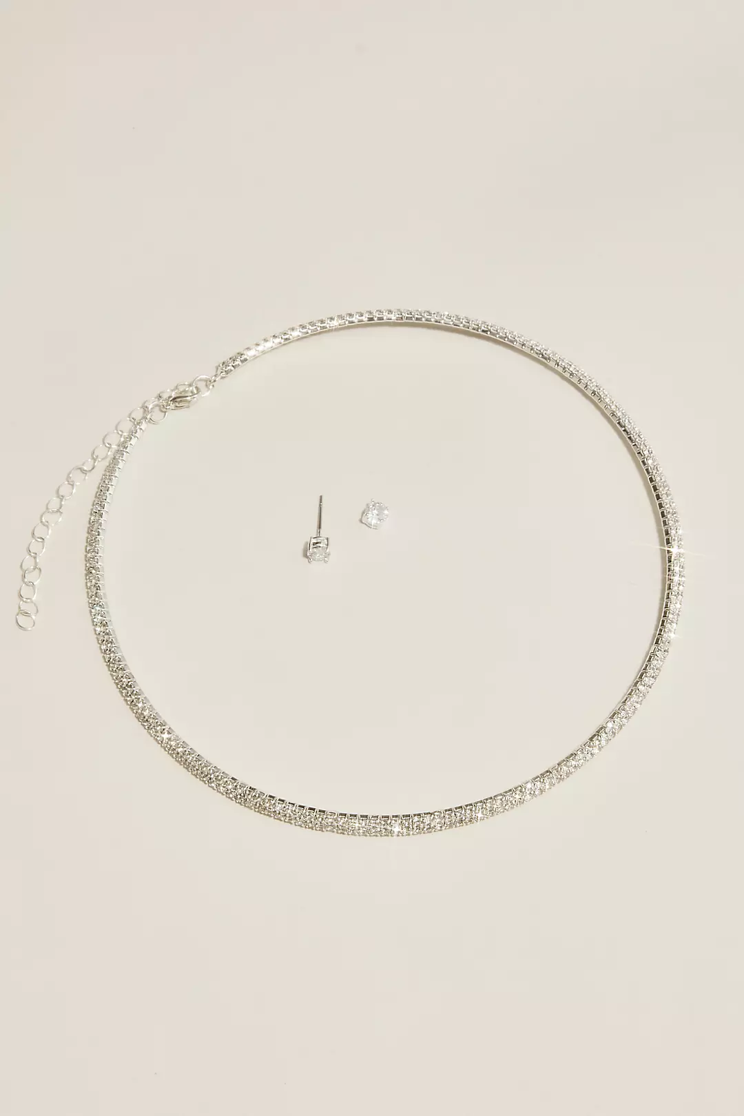 Rhinestone Adjustable Cuff Necklace Set - Image 3