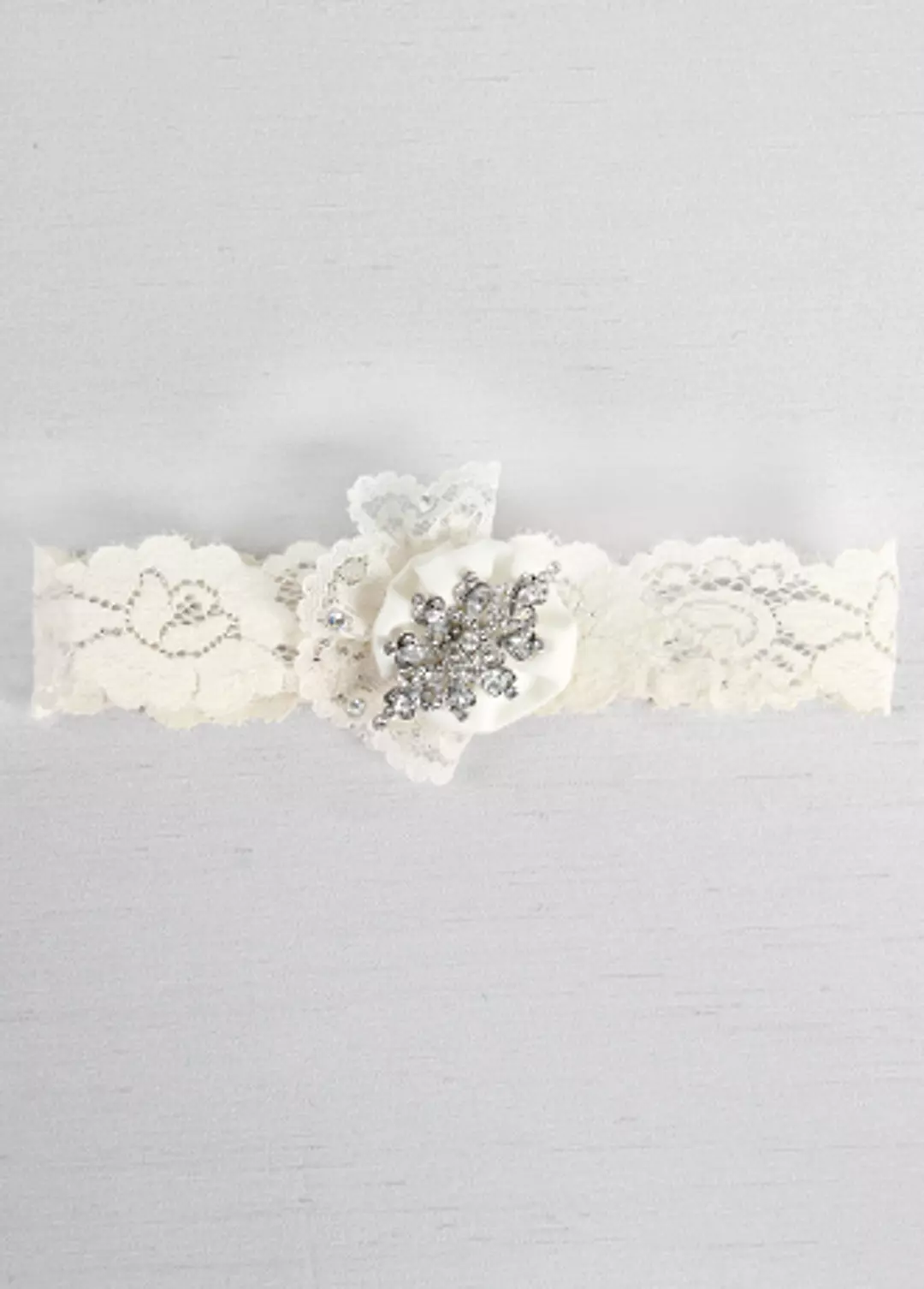 Rhinestone and Ruffle Brooch Vintage Lace Garter - Image 2