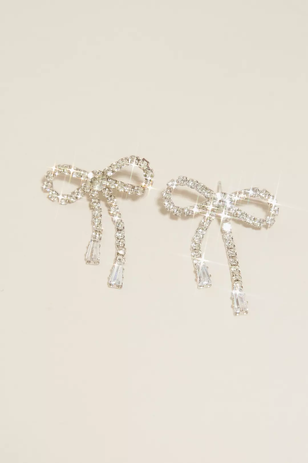 Rhinestone Bow Stud Earrings - Image 3