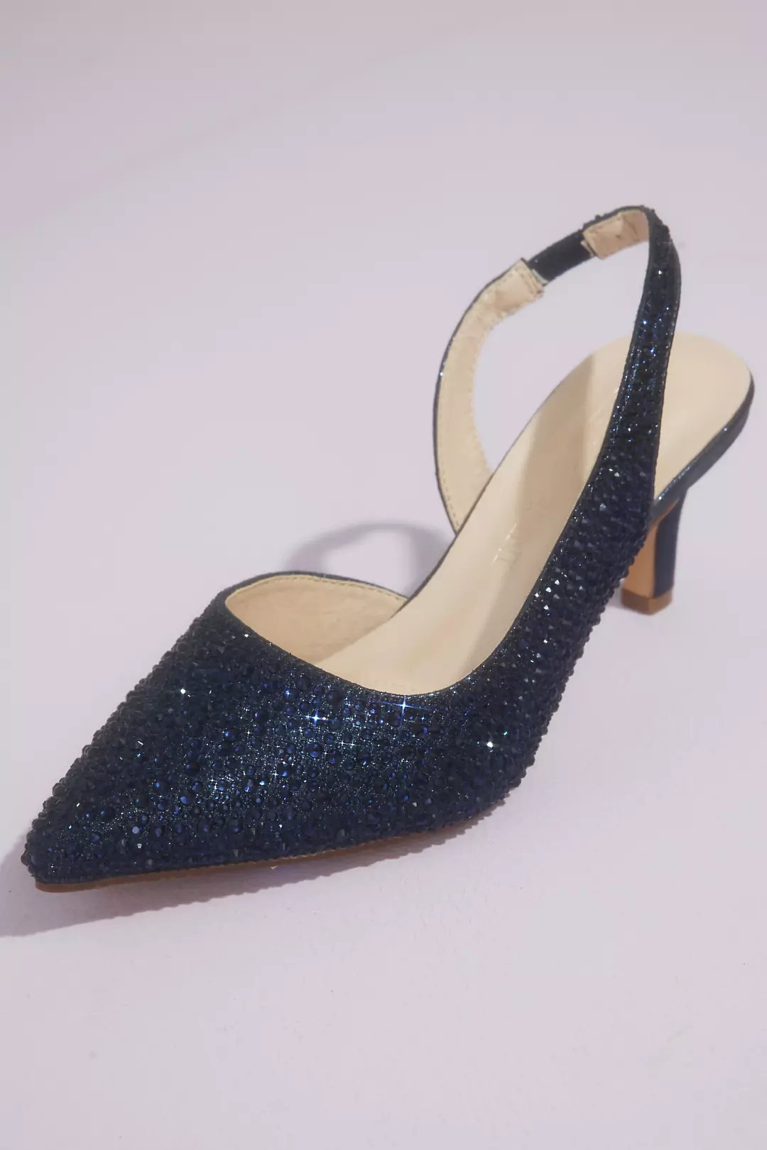 Rhinestone Embellished Pointed Toe Slingback Heels - Image 5