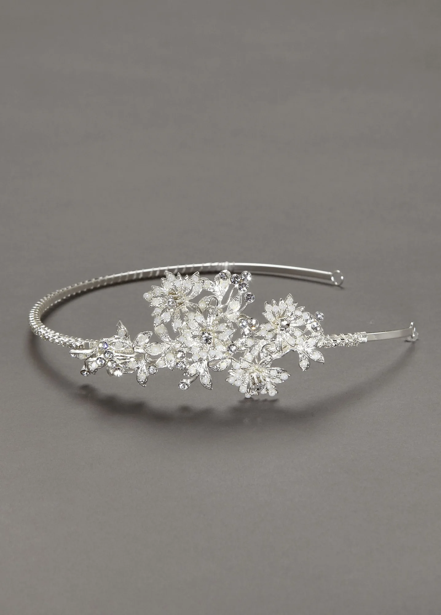 Rhinestone Headband with Embellished Floral Motif